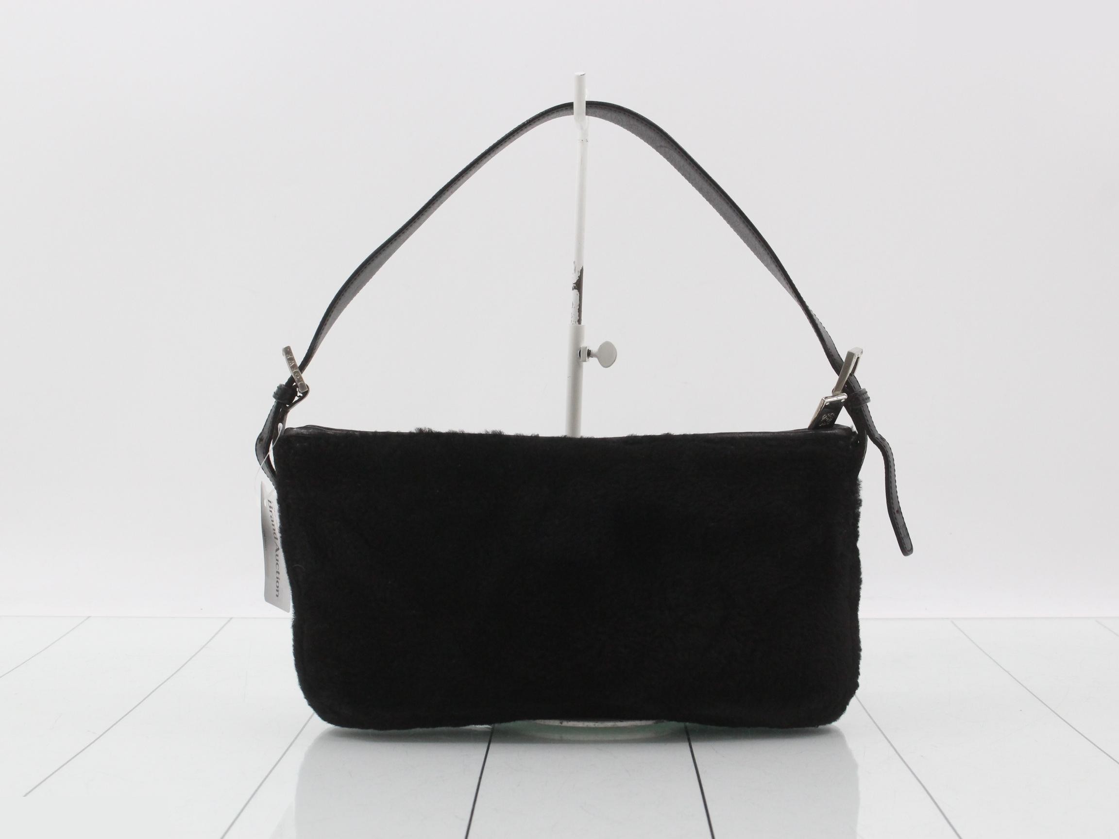 Fur one-shoulder bag, black — view 2