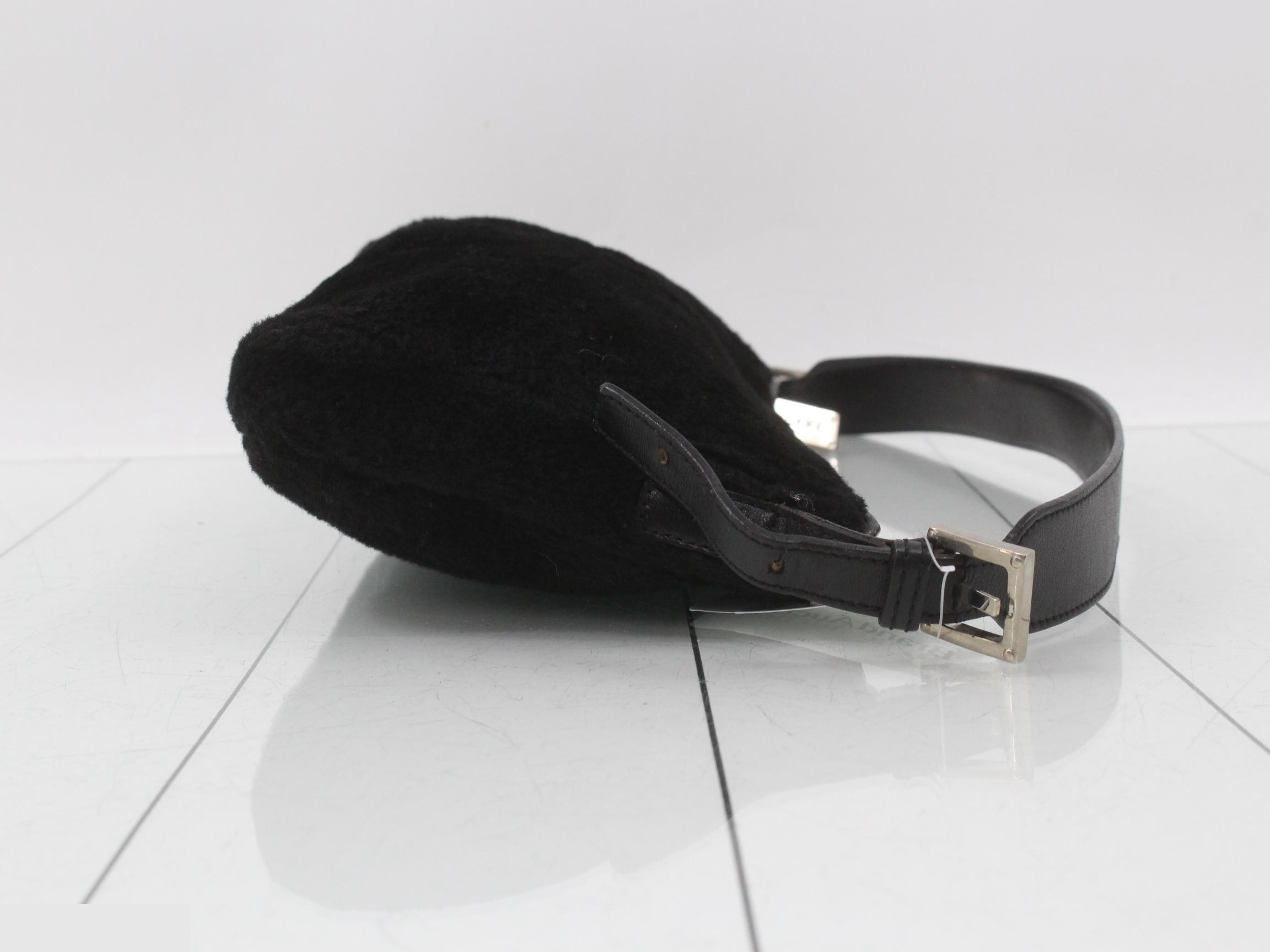 Fur one-shoulder bag, black — view 3
