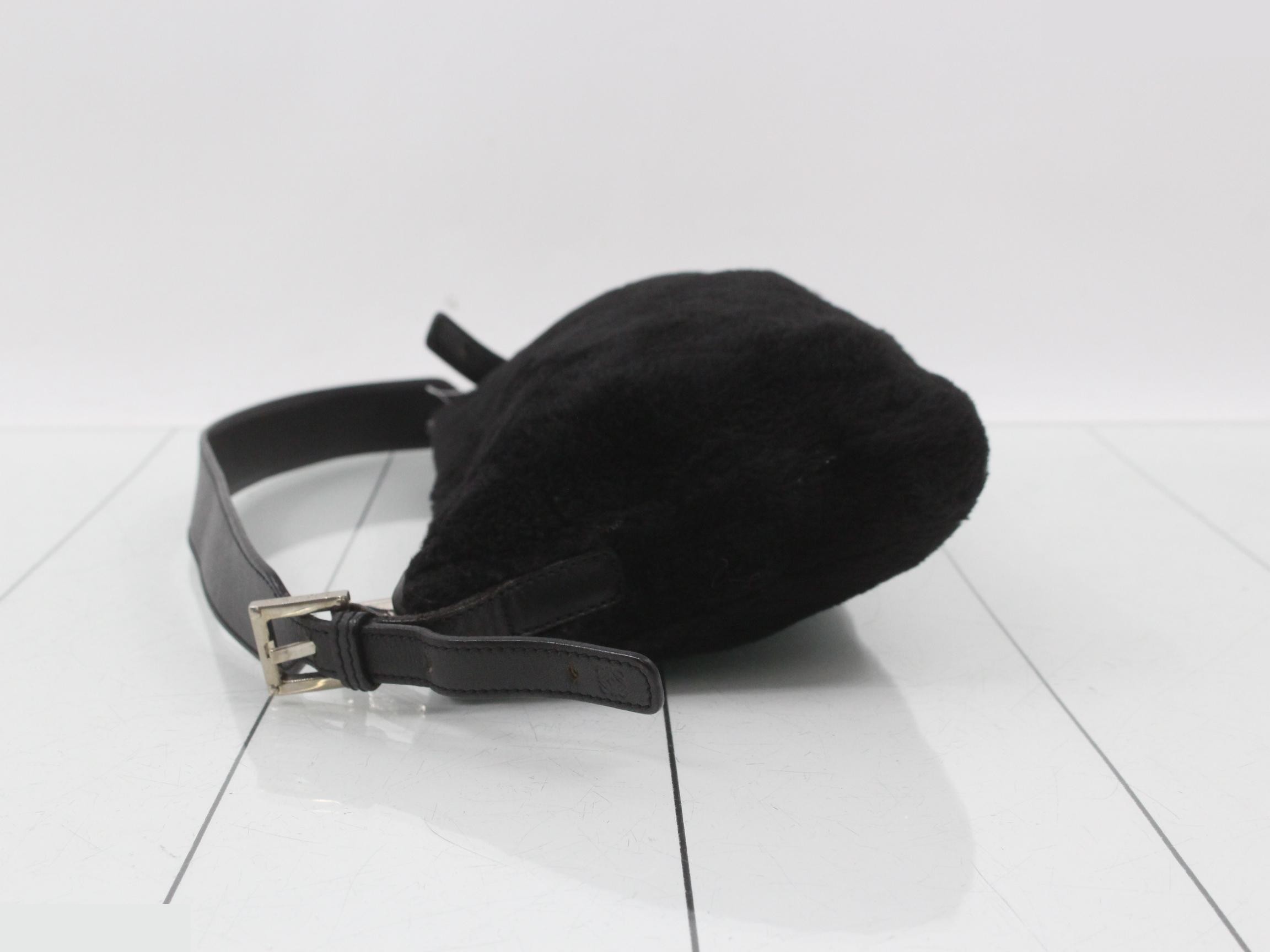 Fur one-shoulder bag, black — view 4
