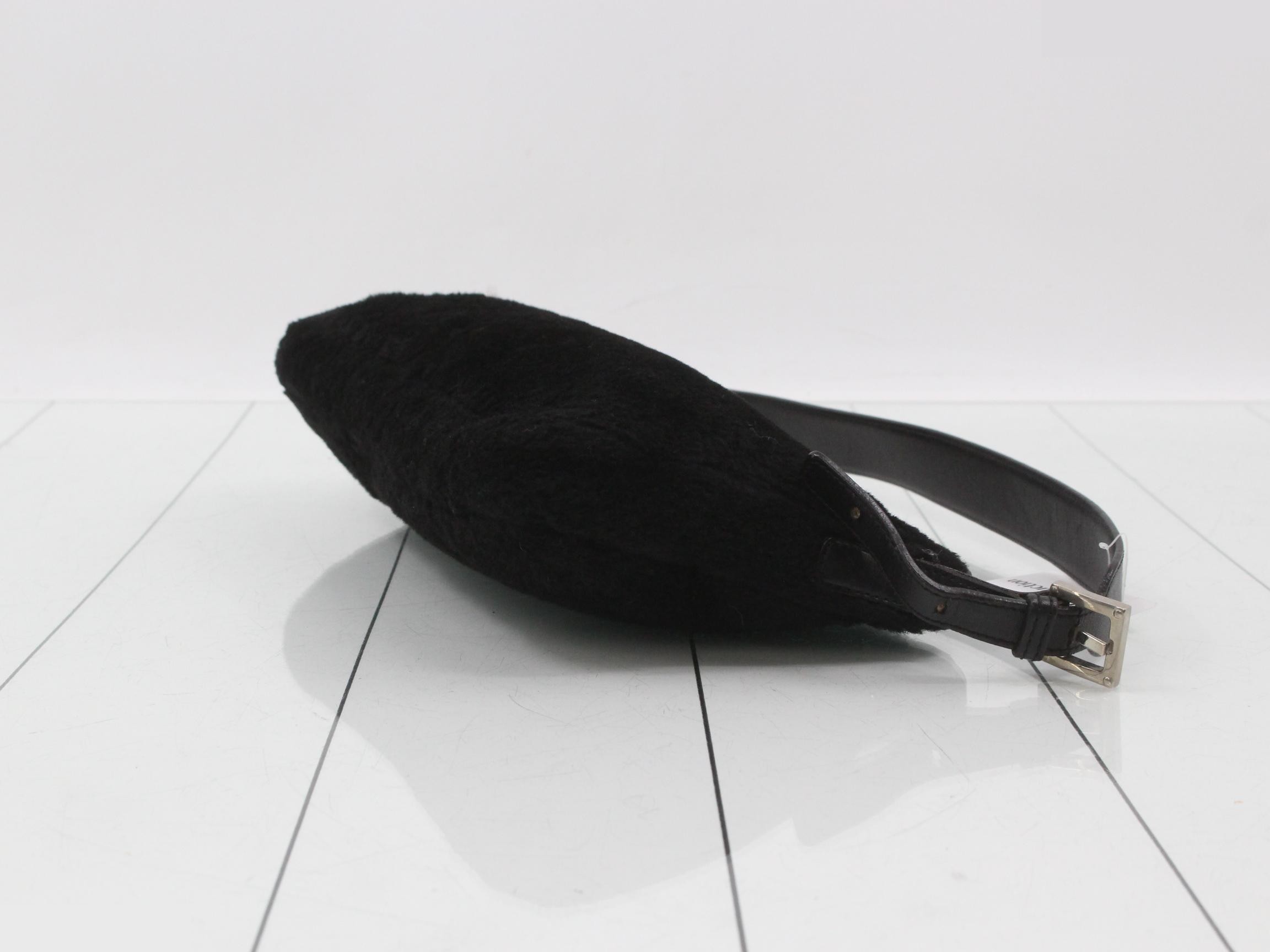 Fur one-shoulder bag, black — view 6