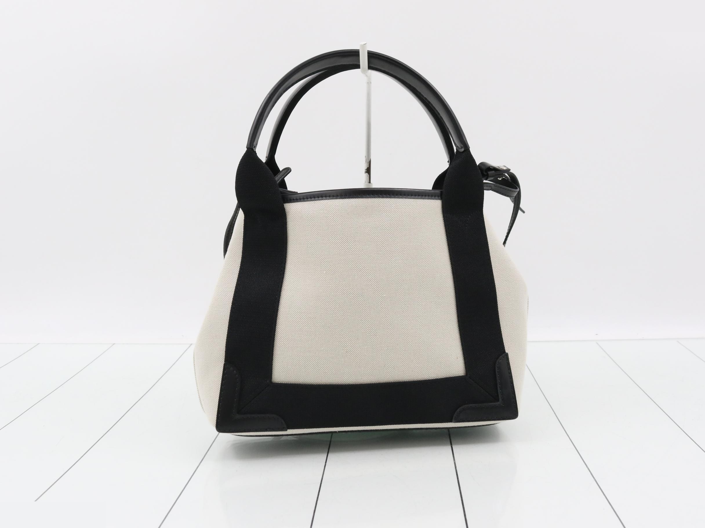 Navy Cabas XS Handbag, Canvas/Leather, Beige — view 2