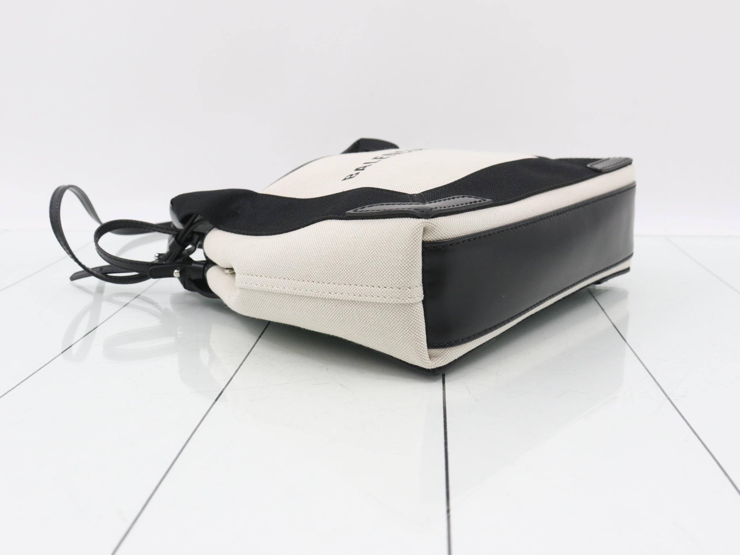 Navy Cabas XS Handbag, Canvas/Leather, Beige — view 5