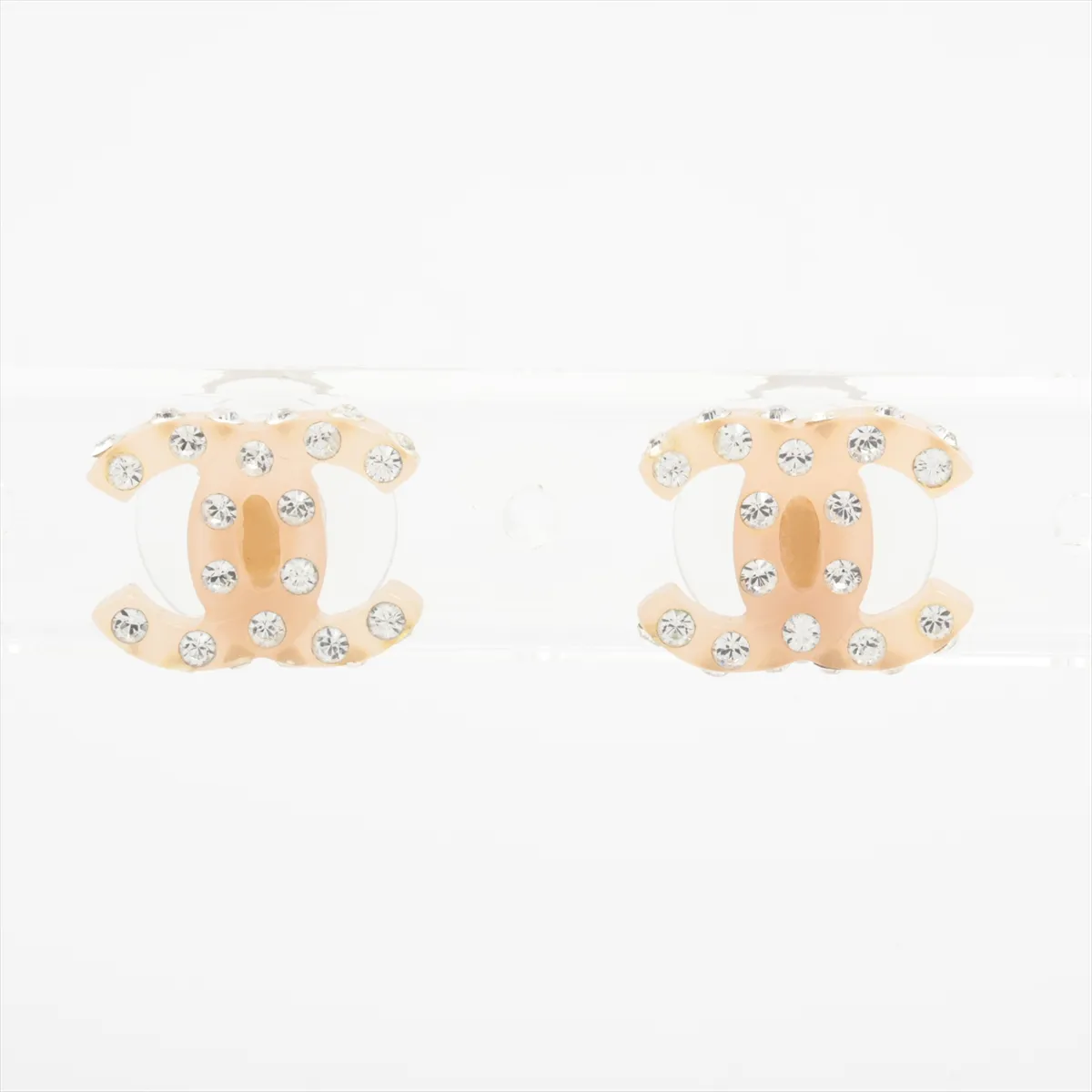 Coco Mark 04A Earrings (Pair) Resin x Rhinestone Pink