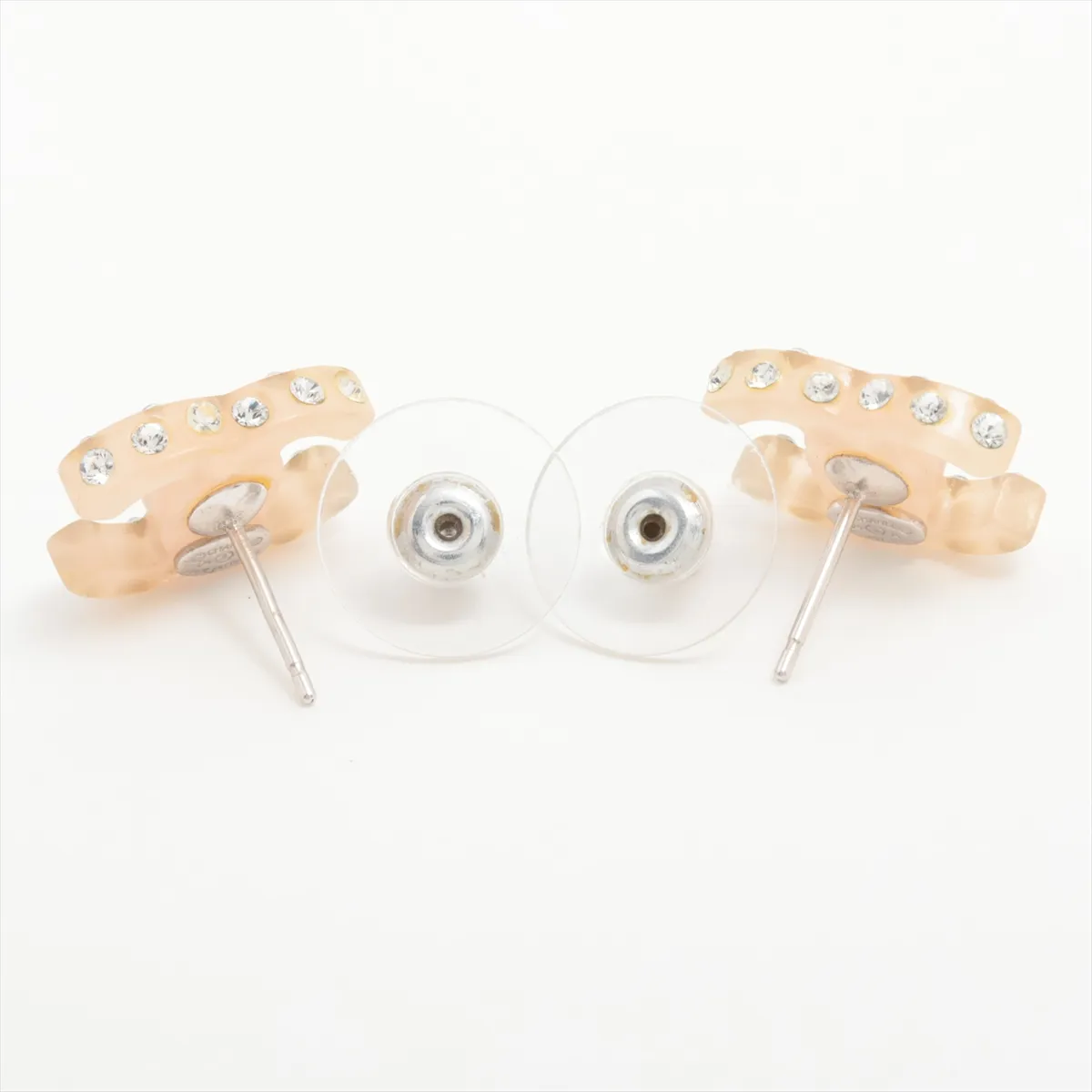Coco Mark 04A Earrings (Pair) Resin x Rhinestone Pink — view 4