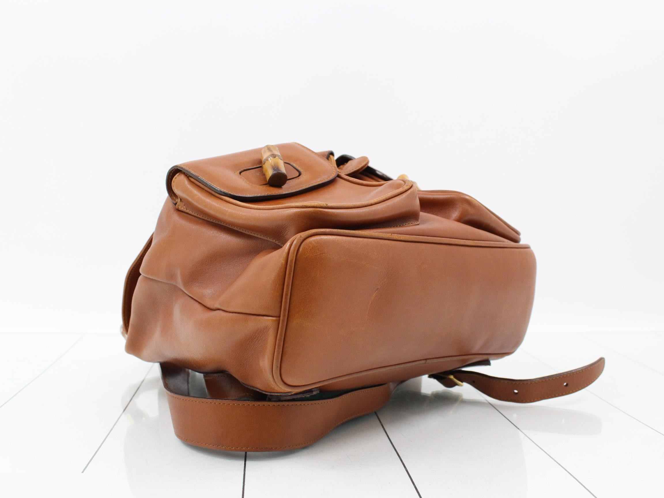 Bamboo Leather Backpack, Brown — view 5