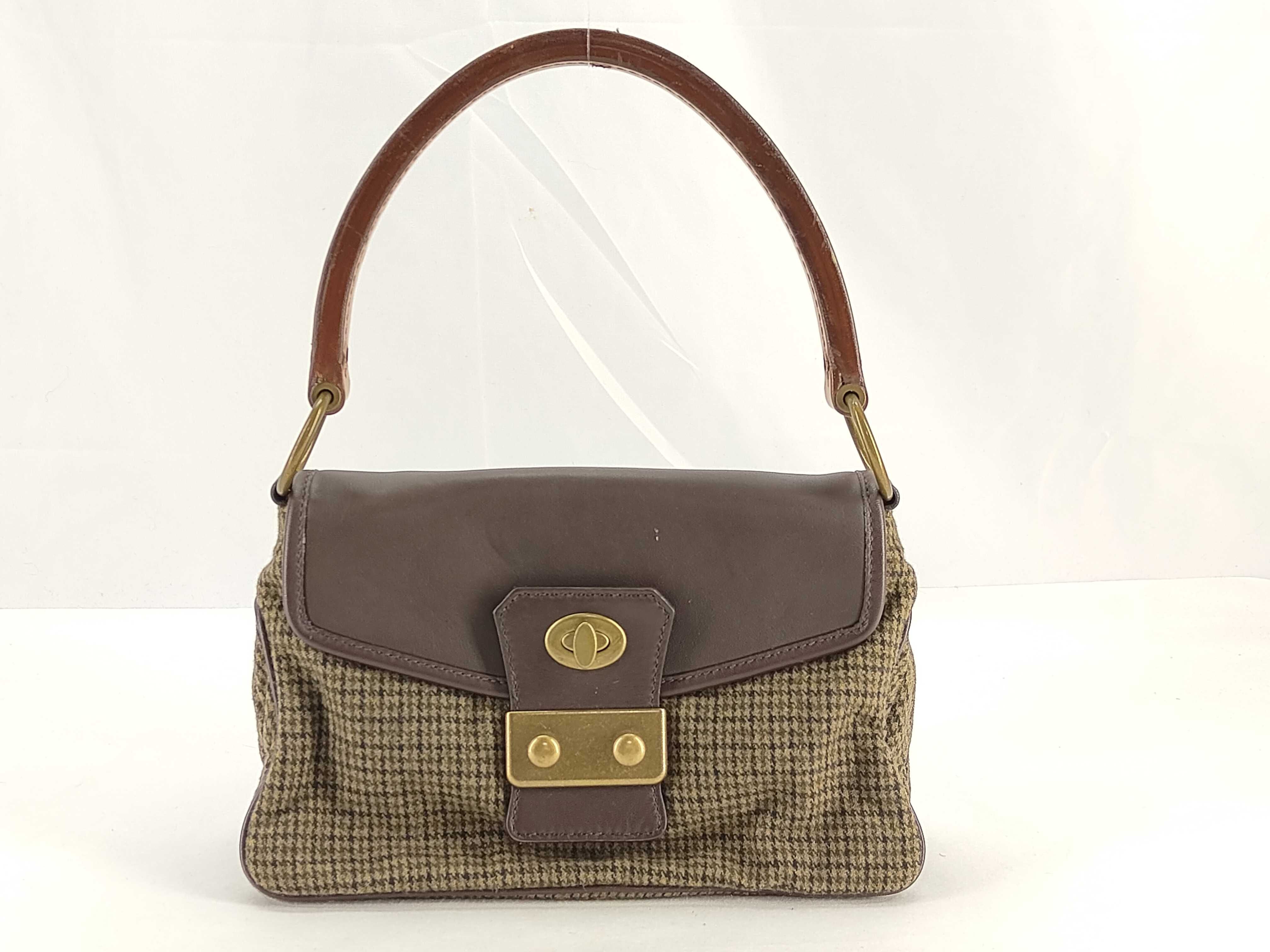 Old Archive Handbag, Wool, Brown Houndstooth Pattern