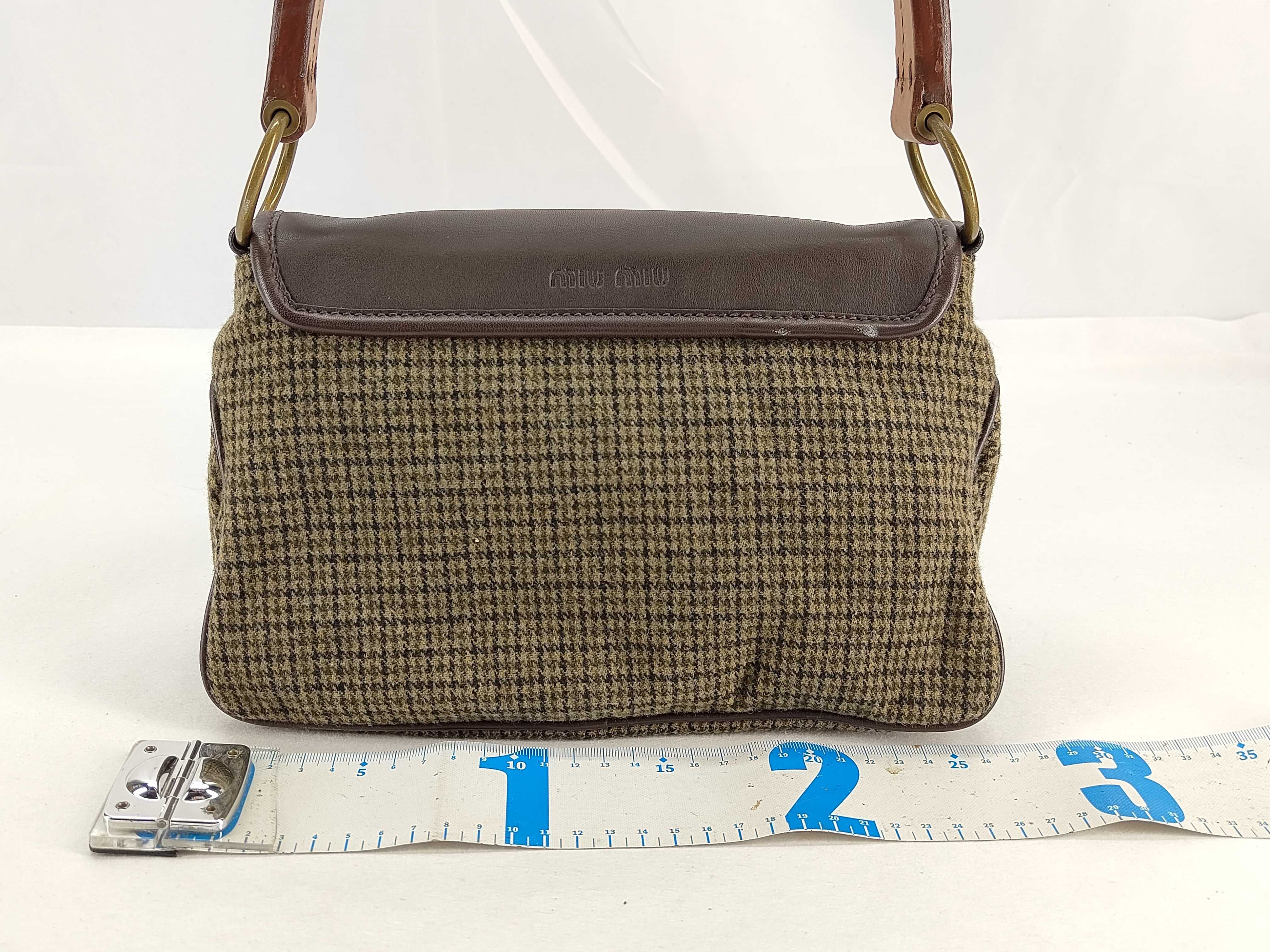 Old Archive Handbag, Wool, Brown Houndstooth Pattern — view 2