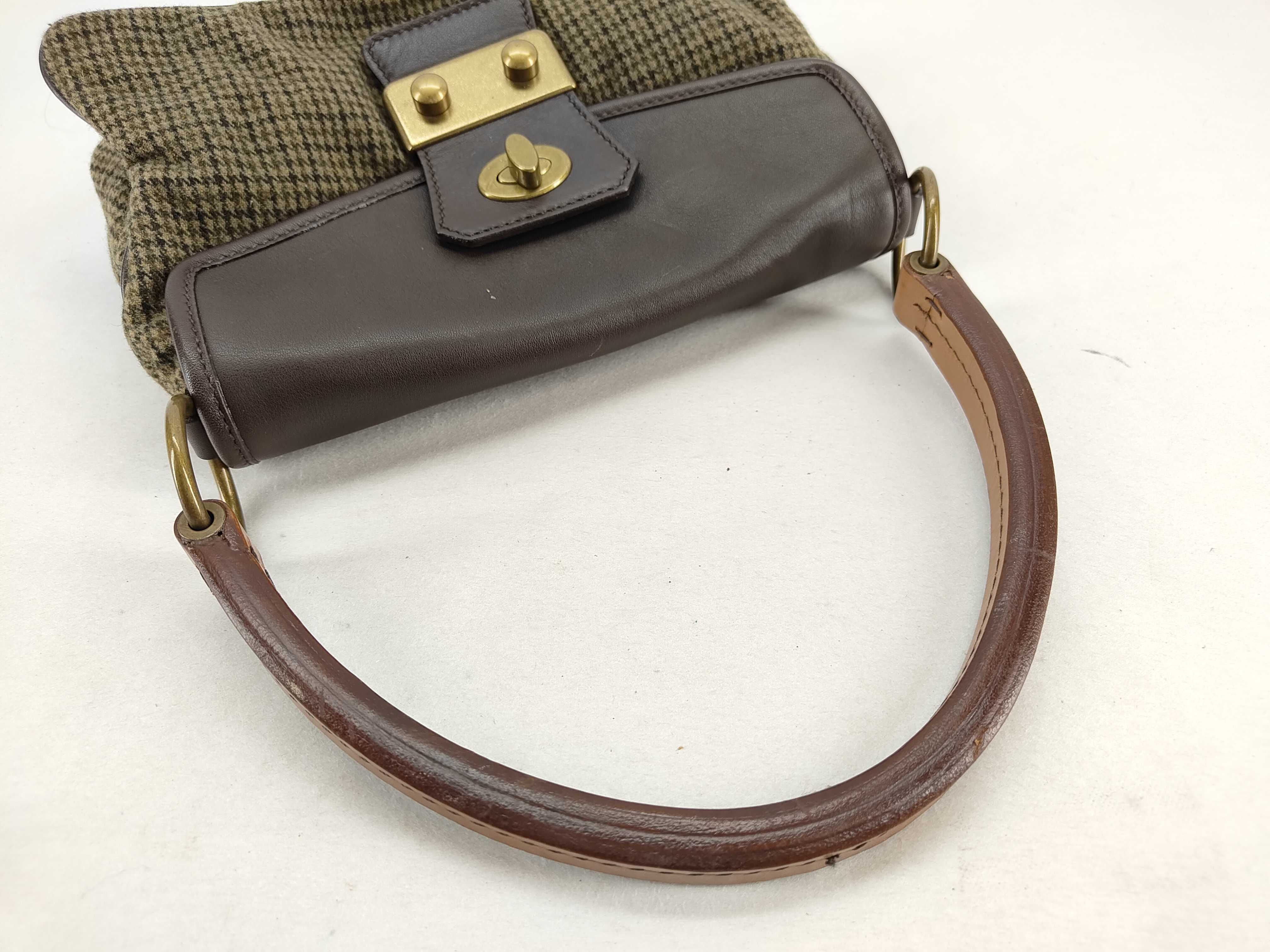 Old Archive Handbag, Wool, Brown Houndstooth Pattern — view 4