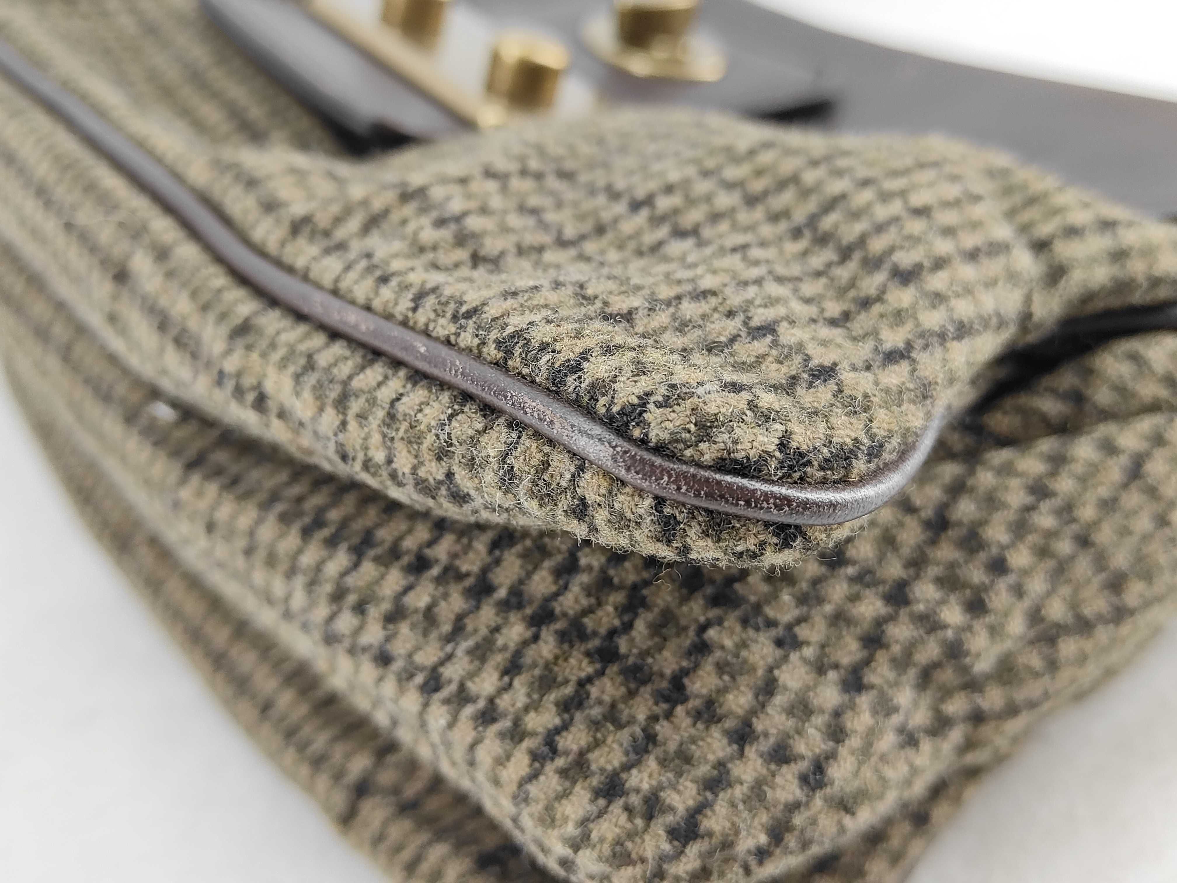Old Archive Handbag, Wool, Brown Houndstooth Pattern — view 7
