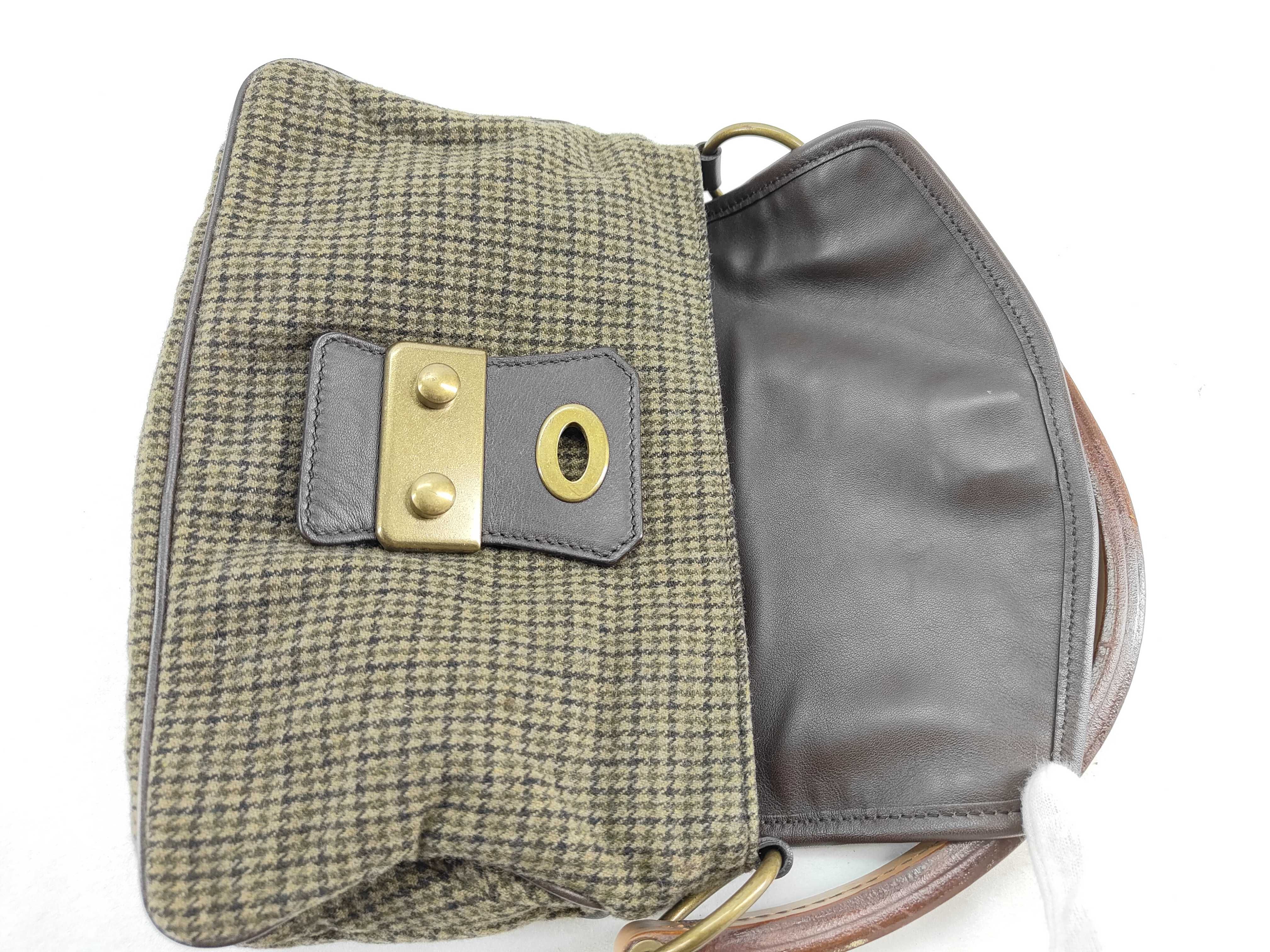 Old Archive Handbag, Wool, Brown Houndstooth Pattern — view 9