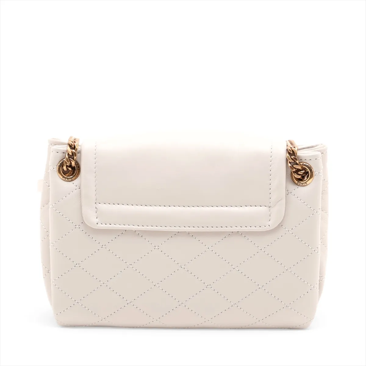 Mini Nolita Leather Chain Shoulder Bag, White, 672738 — view 2
