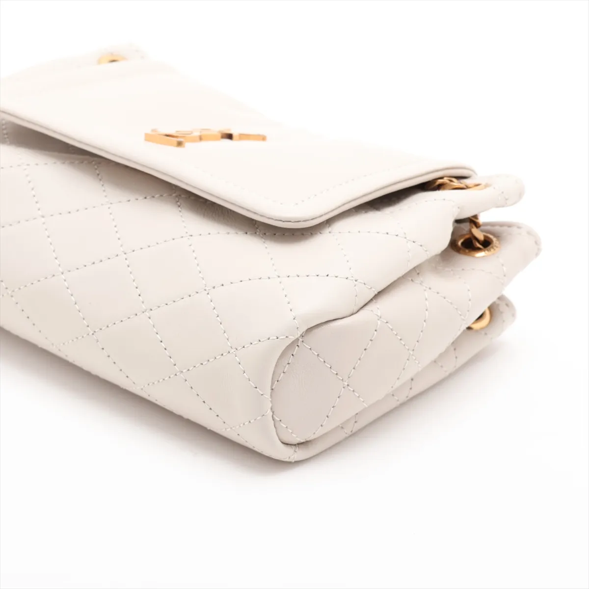 Mini Nolita Leather Chain Shoulder Bag, White, 672738 — view 3