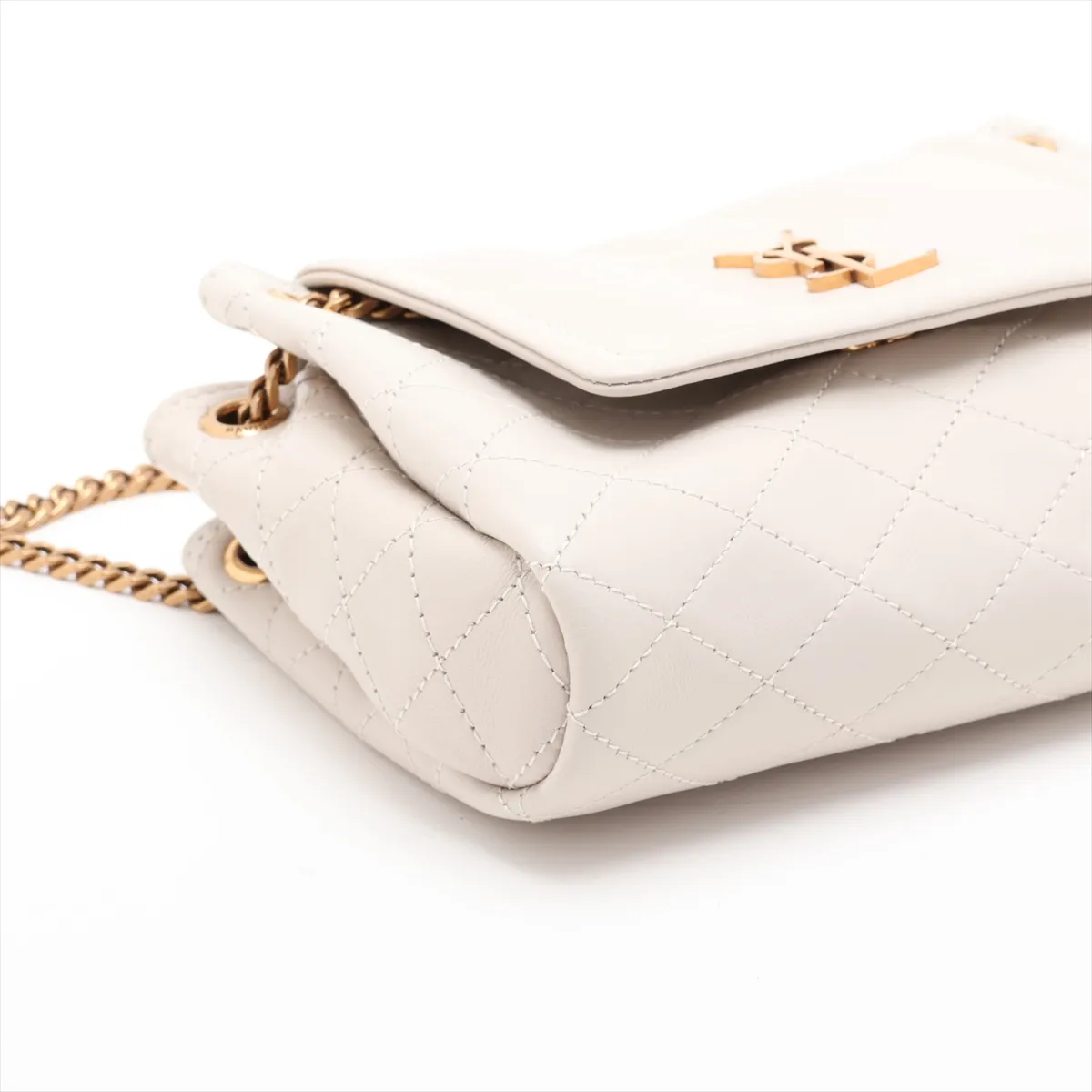 Mini Nolita Leather Chain Shoulder Bag, White, 672738 — view 4