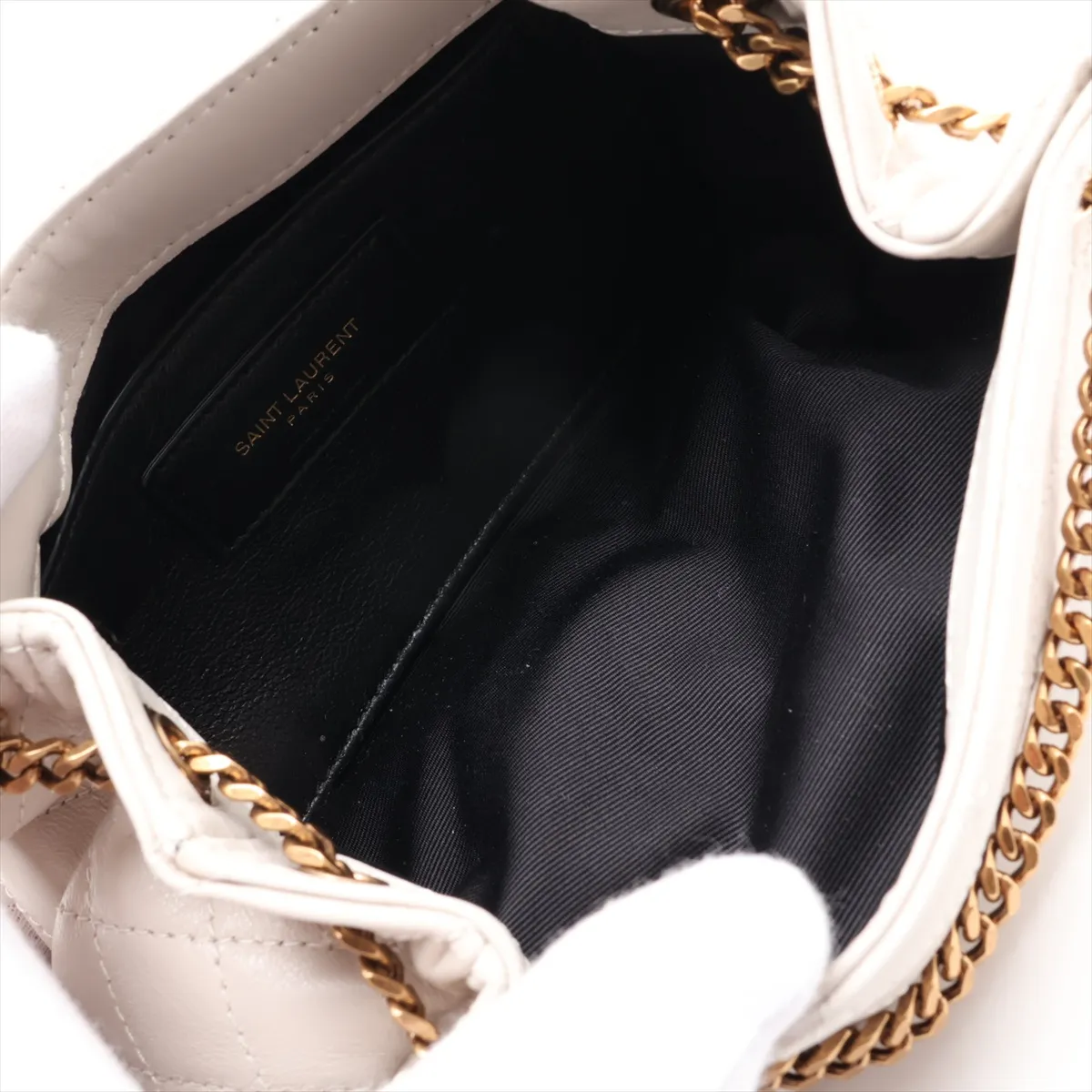 Mini Nolita Leather Chain Shoulder Bag, White, 672738 — view 6