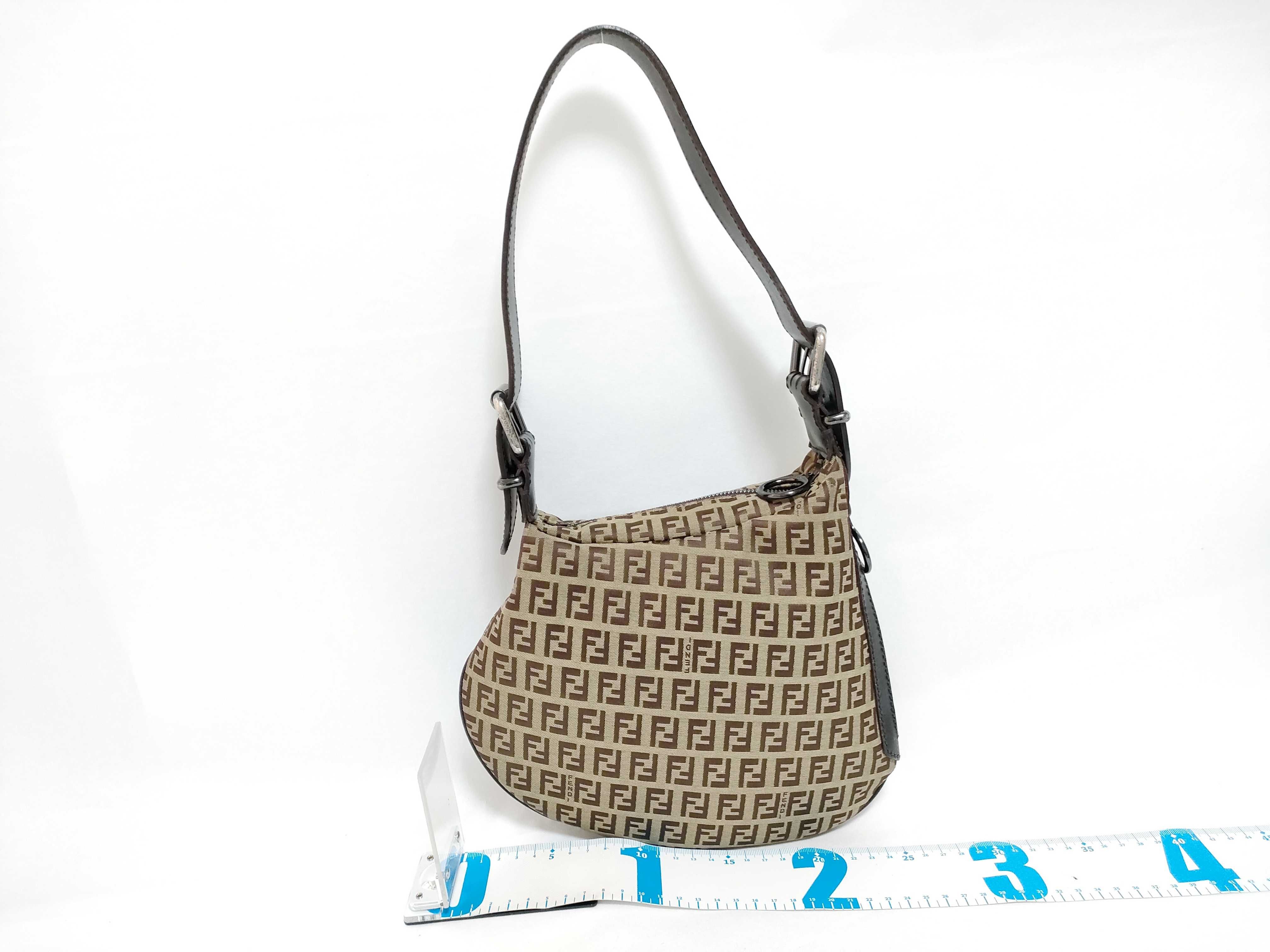 Zucca pattern one-shoulder bag, canvas and leather shoulder bag. — view 2