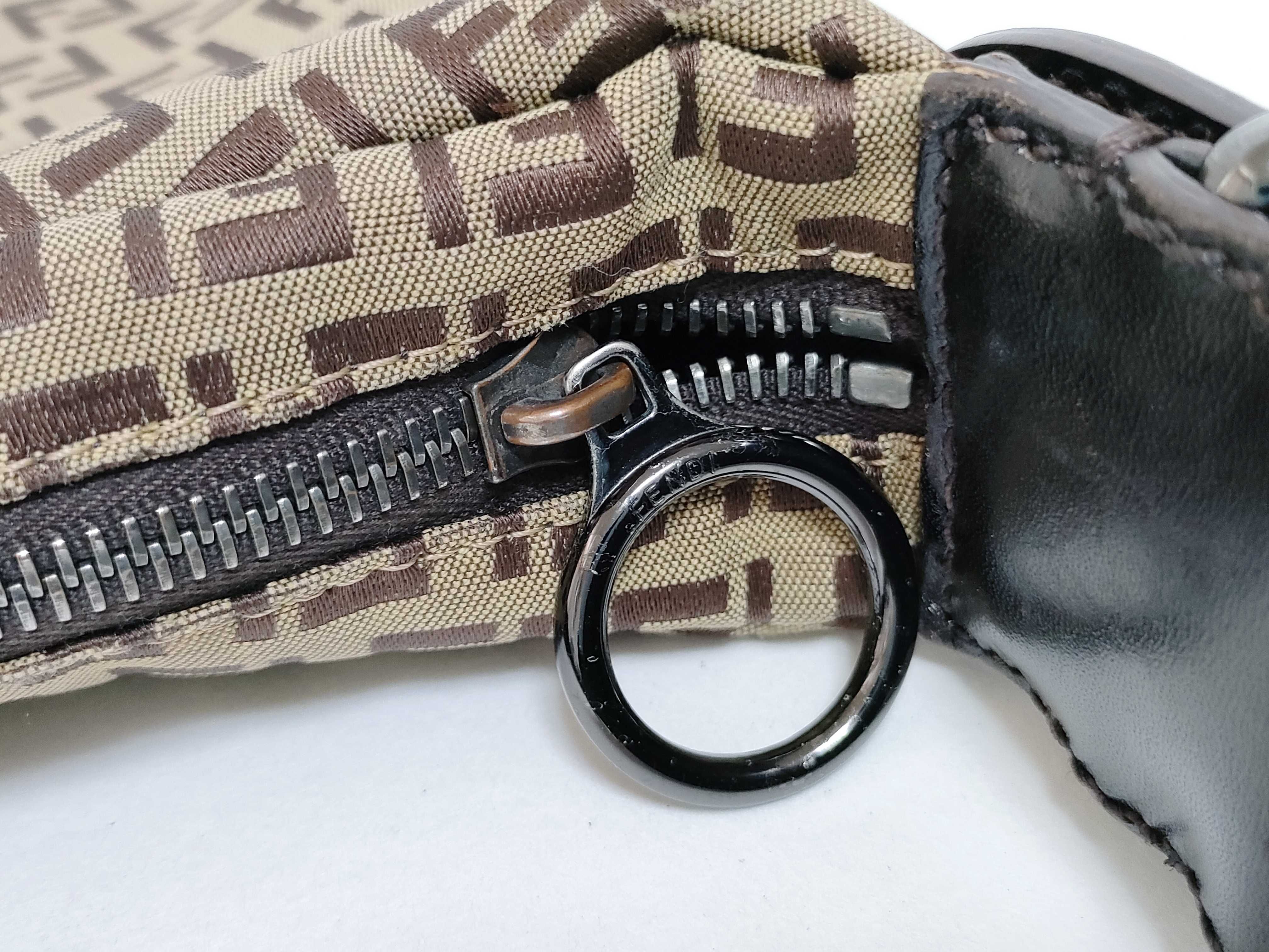 Zucca pattern one-shoulder bag, canvas and leather shoulder bag. — view 13