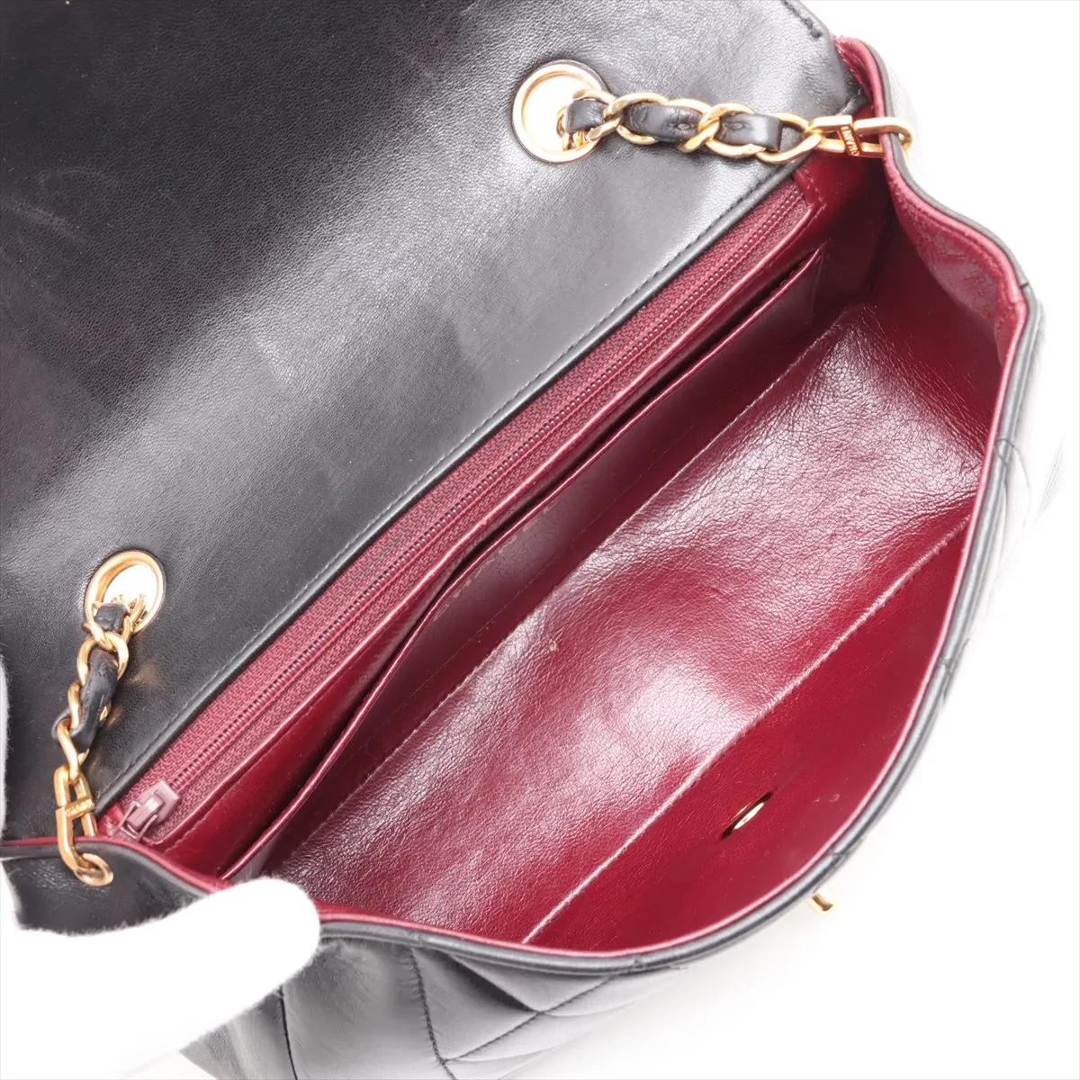 Matelassé Lambskin Single Flap Single Chain Bag, Diana Flap, Black with Gold Hardware, Item Number 2823999, Series 2 — view 6