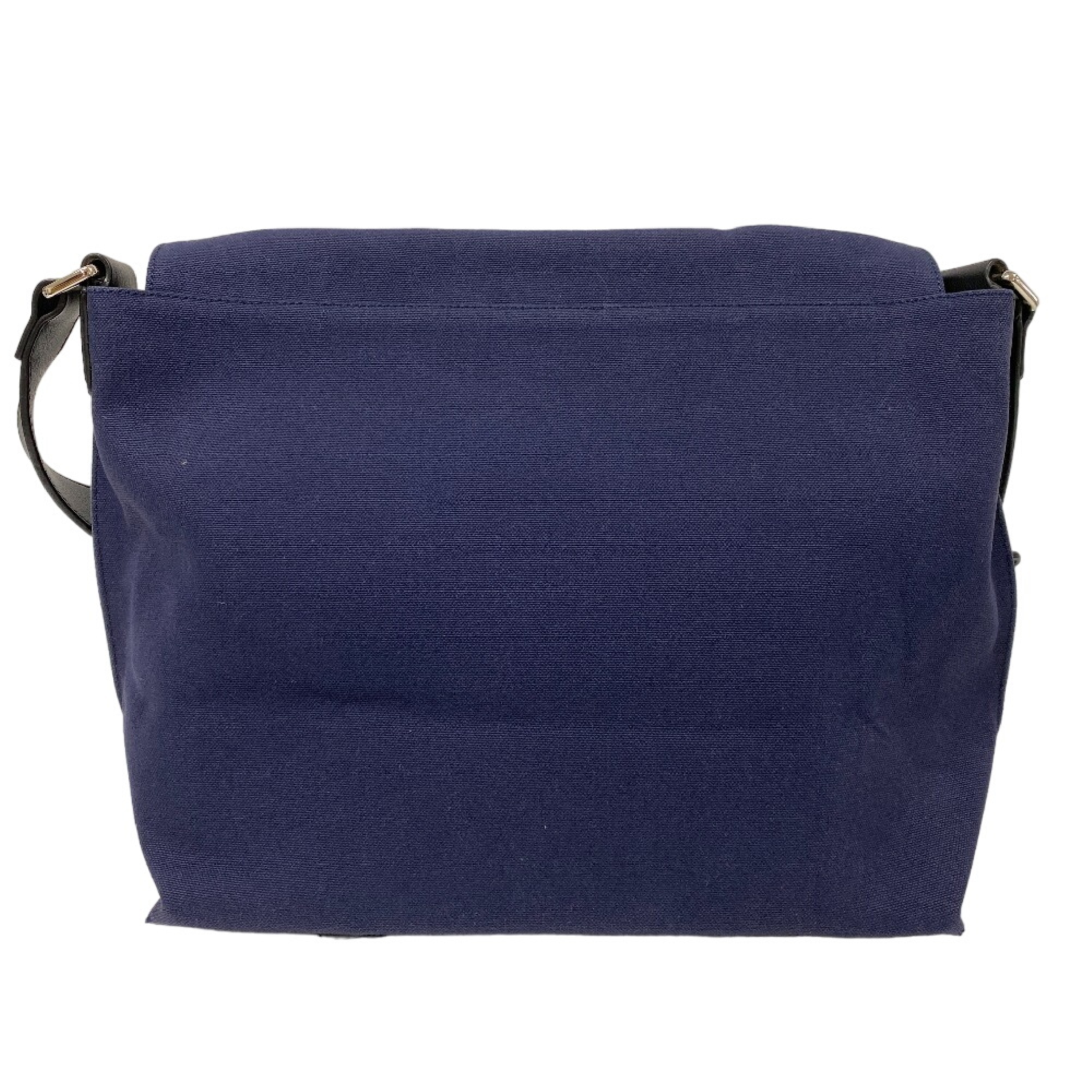 Messenger Military Canvas Leather Navy Shoulder Bag — view 2