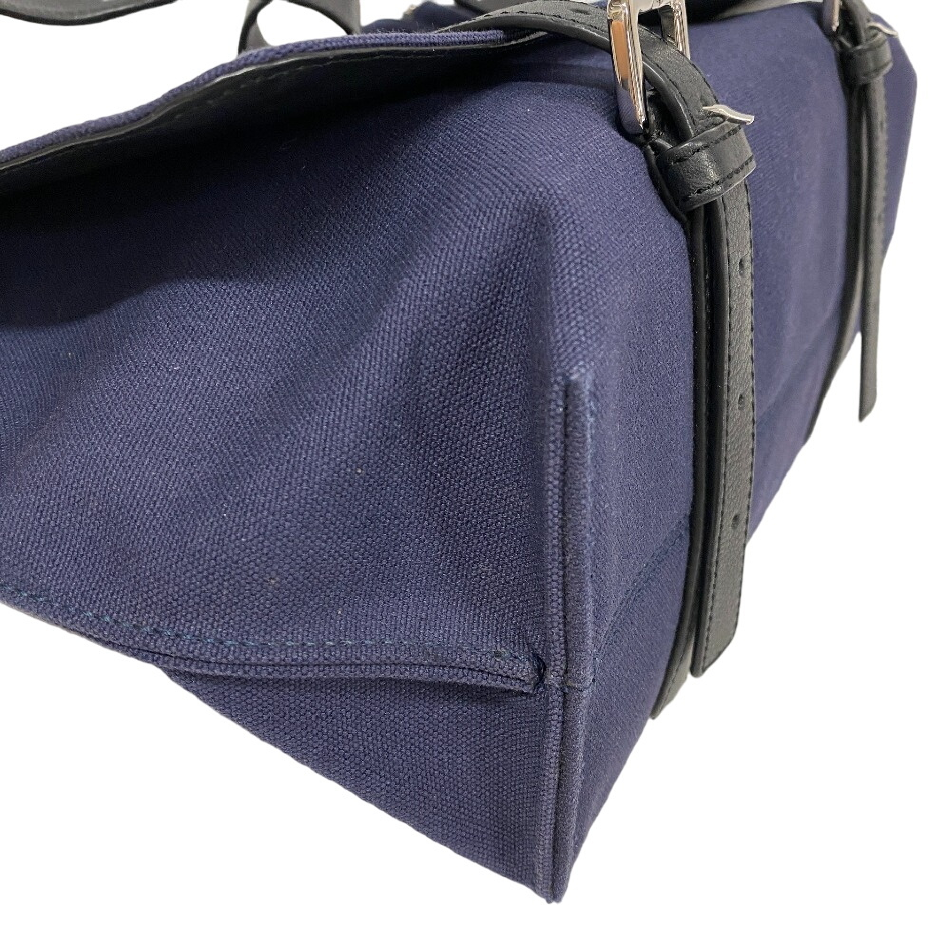 Messenger Military Canvas Leather Navy Shoulder Bag — view 3