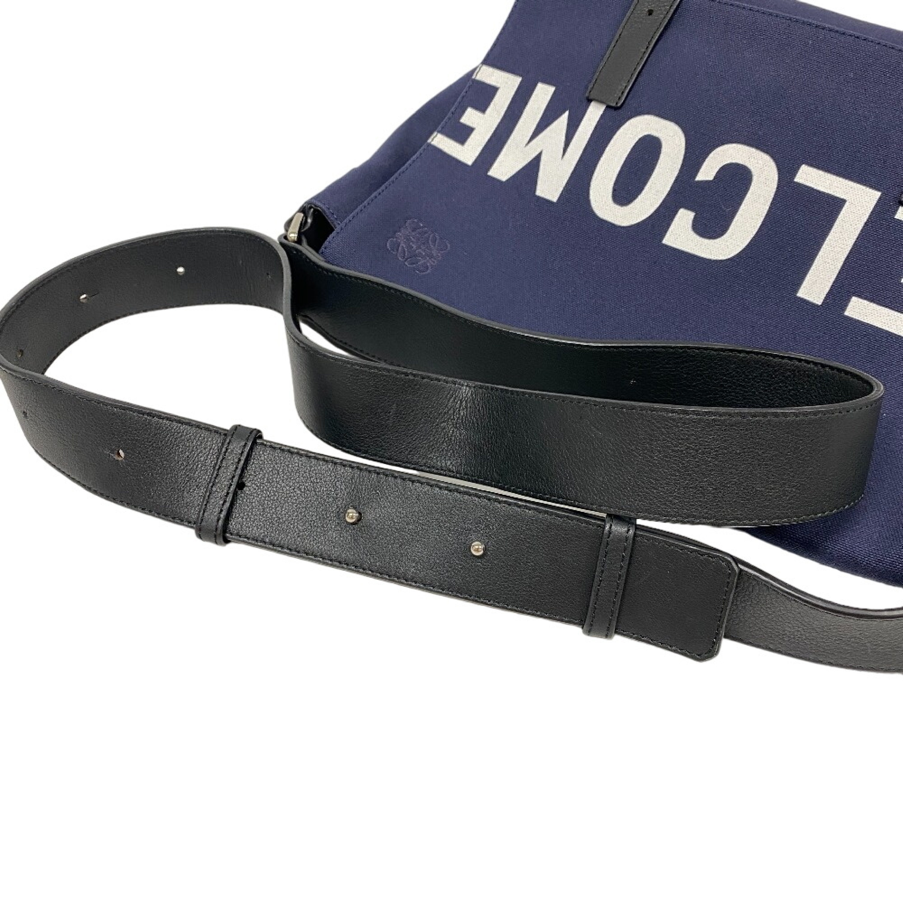 Messenger Military Canvas Leather Navy Shoulder Bag — view 5