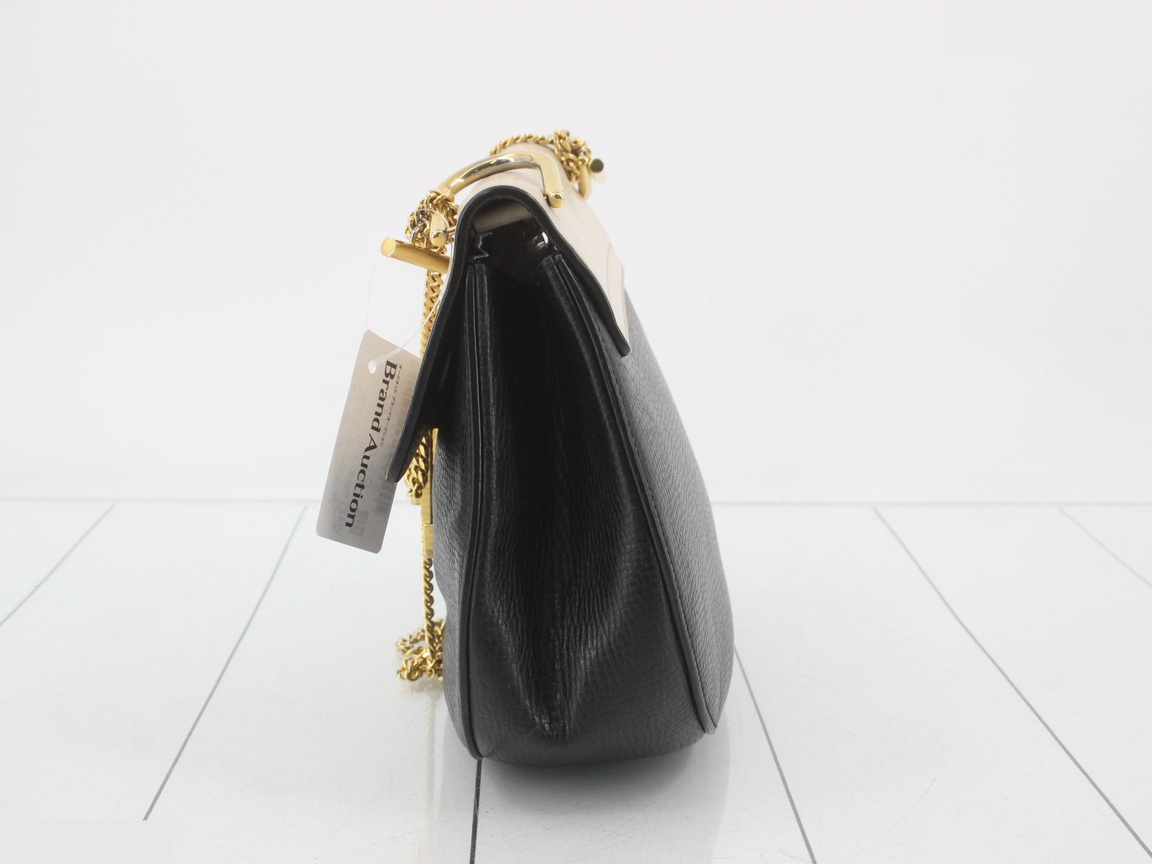 Chain shoulder bag, black and beige leather — view 3