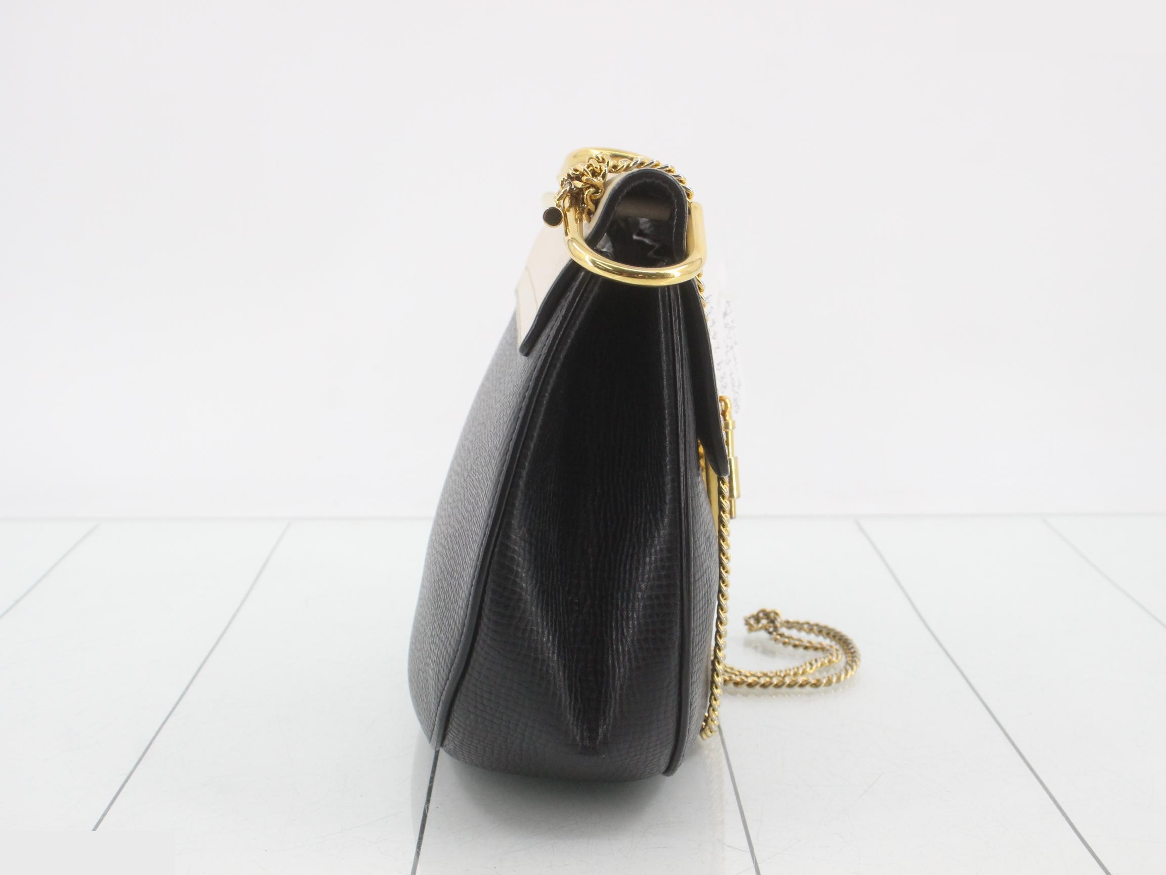 Chain shoulder bag, black and beige leather — view 4