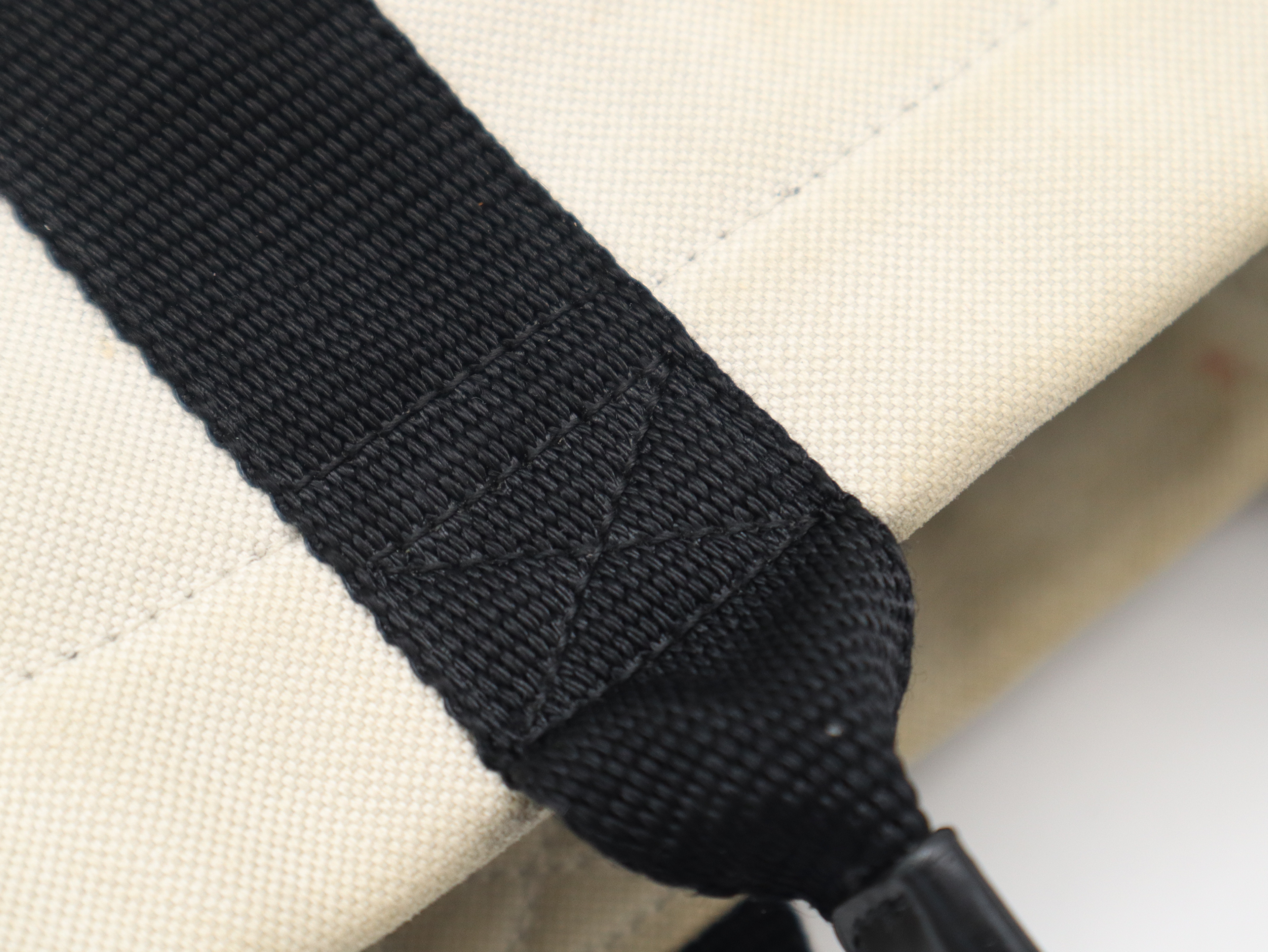 671402 Hardware Canvas Leather Ivory x Black Tote Bag with Dust Bag — view 7