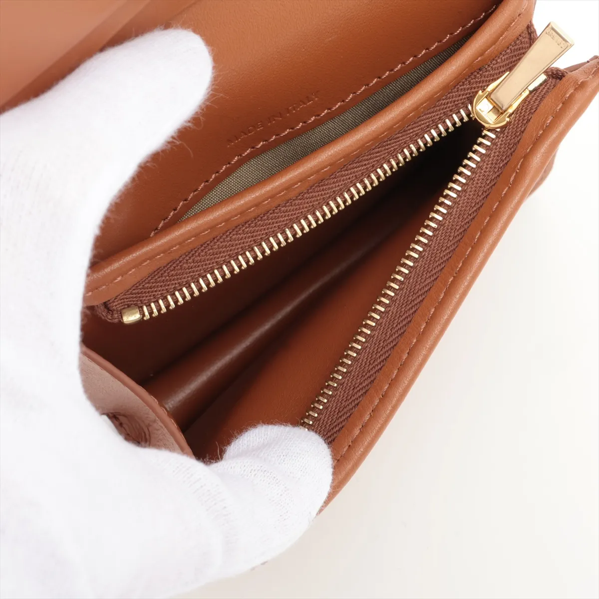 Triomphe PVC x Leather Compact Wallet, Black x Brown — view 5