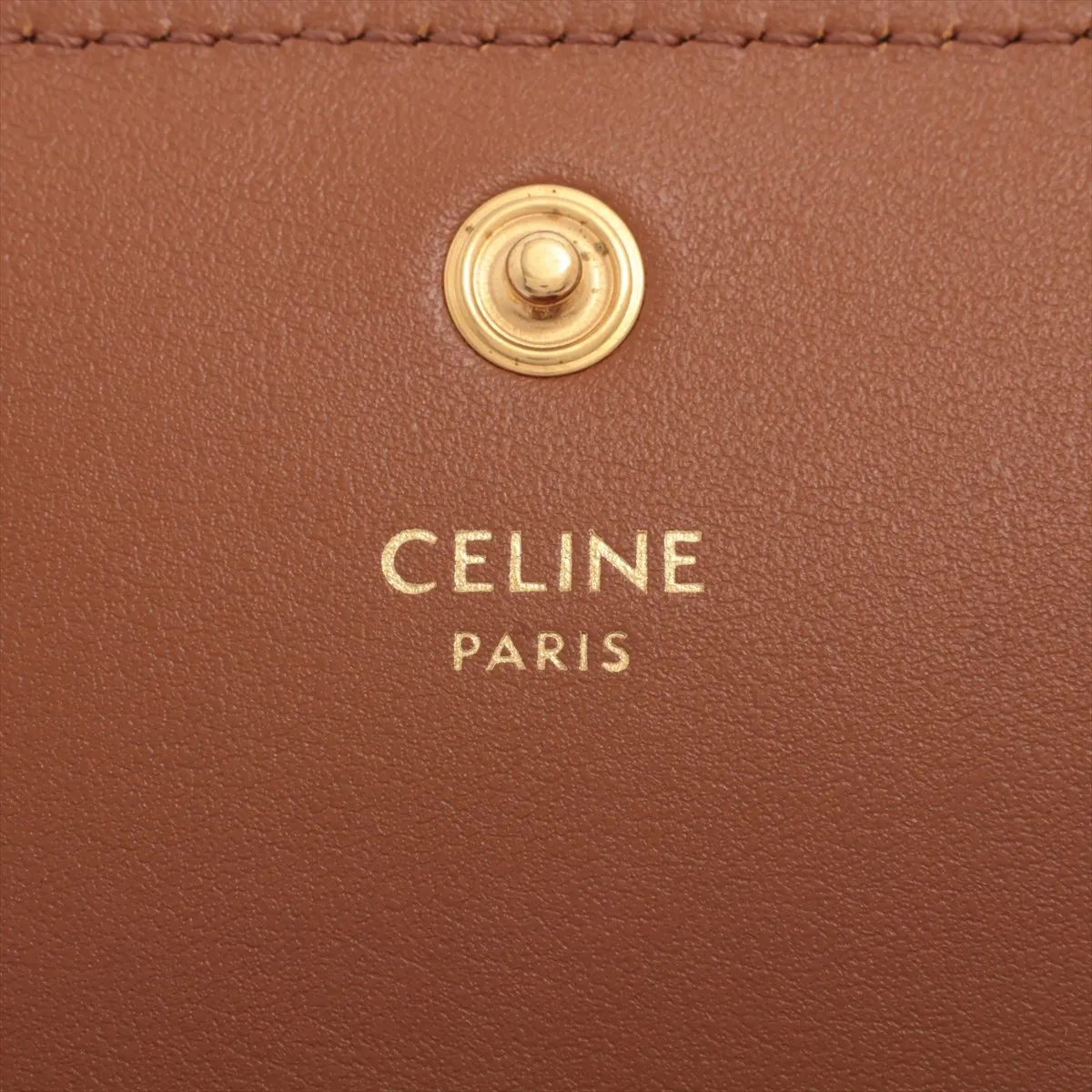 Triomphe PVC x Leather Compact Wallet, Black x Brown — view 6
