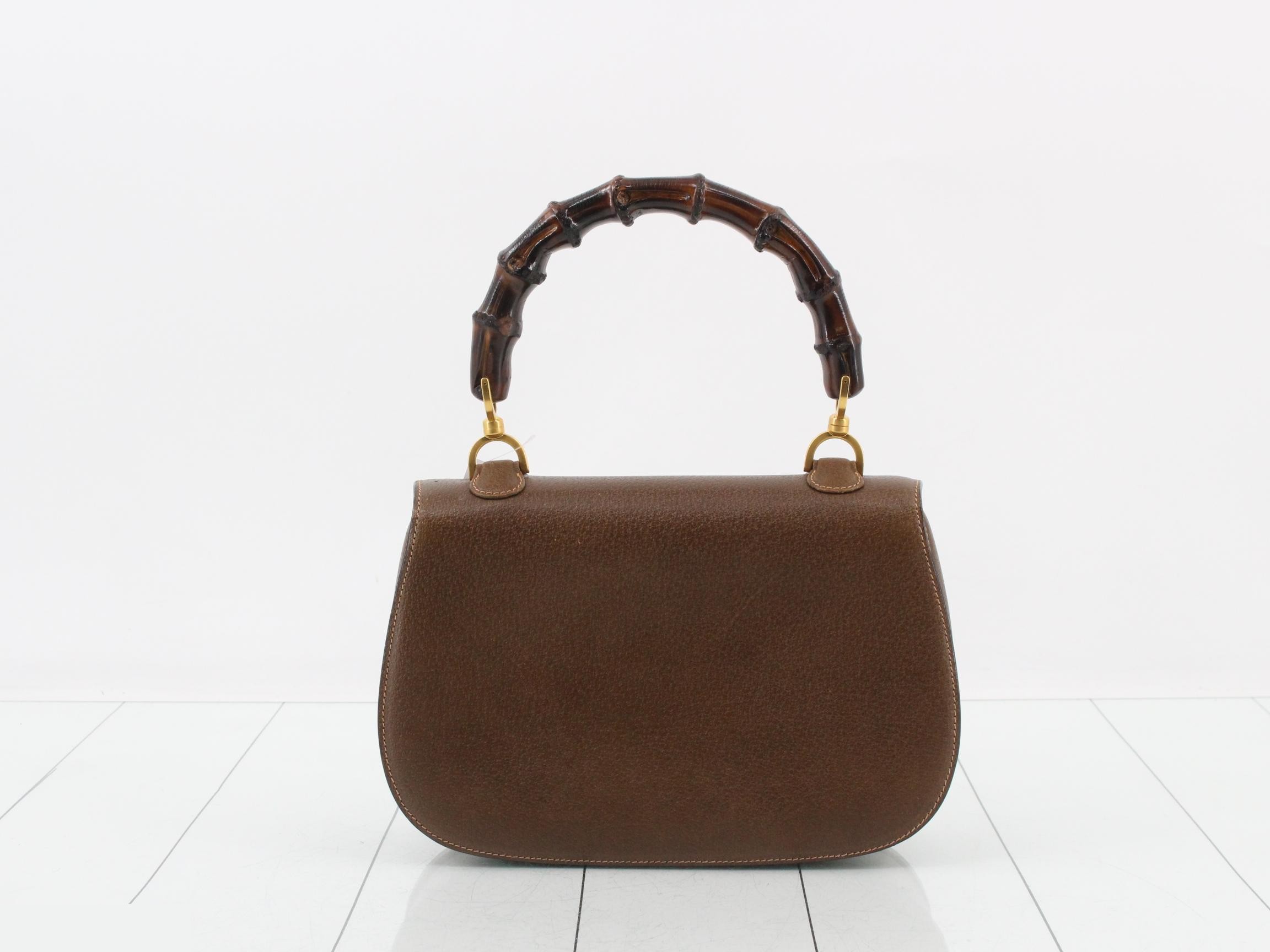 Bamboo handbag, leather, brown — view 2