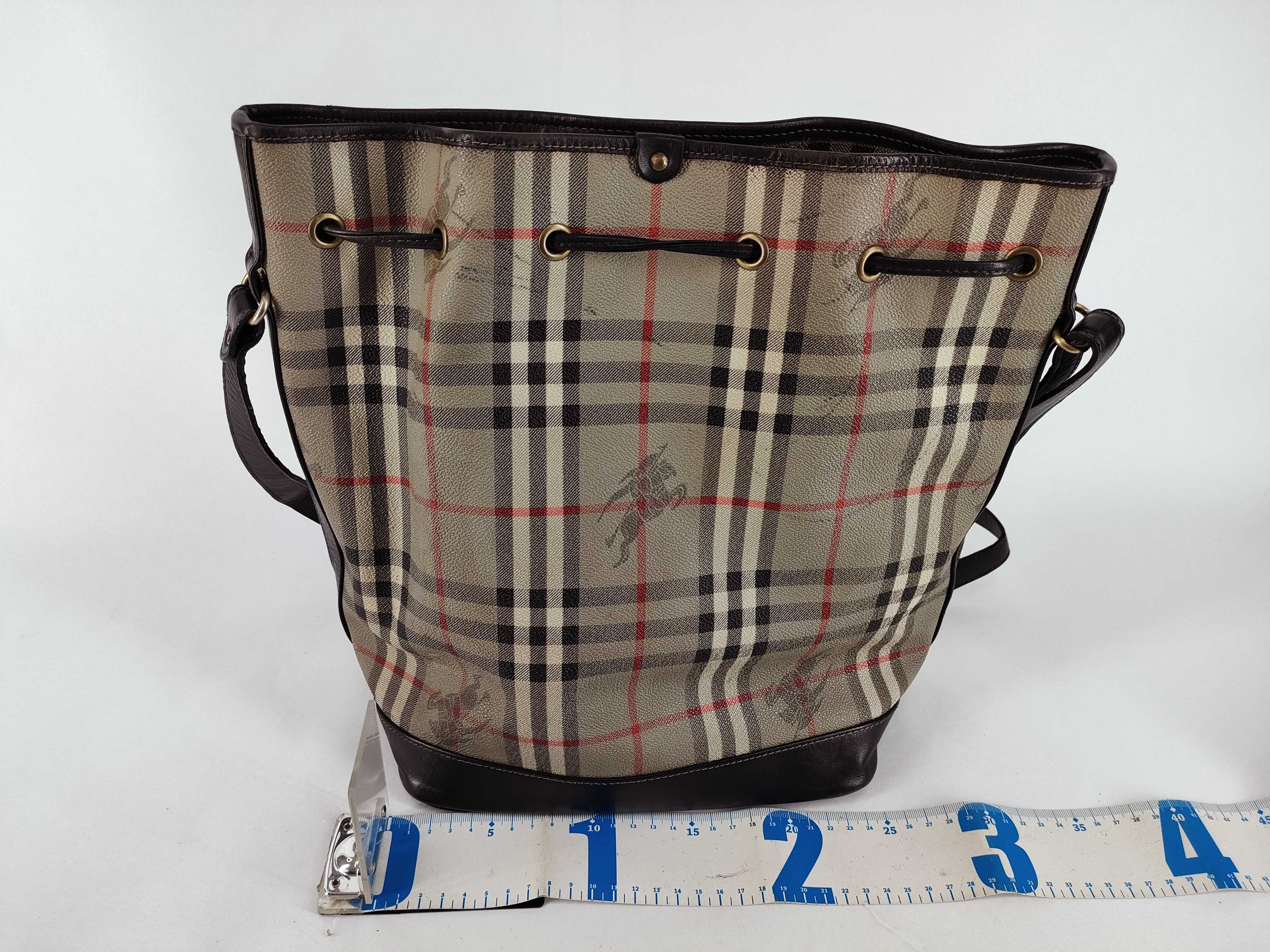 Check Pattern Horse Logo Drawstring Shoulder Bag — view 2