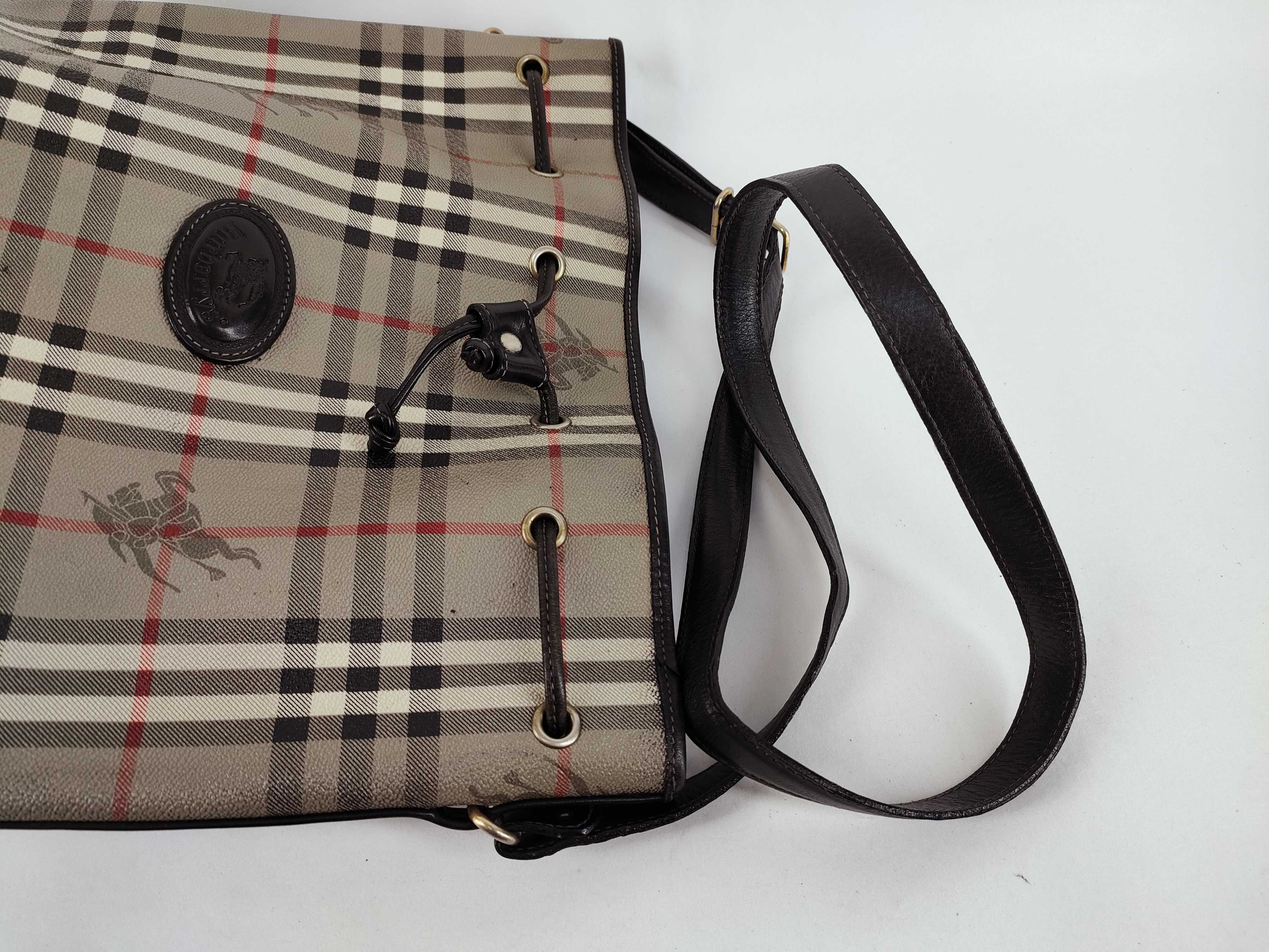 Check Pattern Horse Logo Drawstring Shoulder Bag — view 3