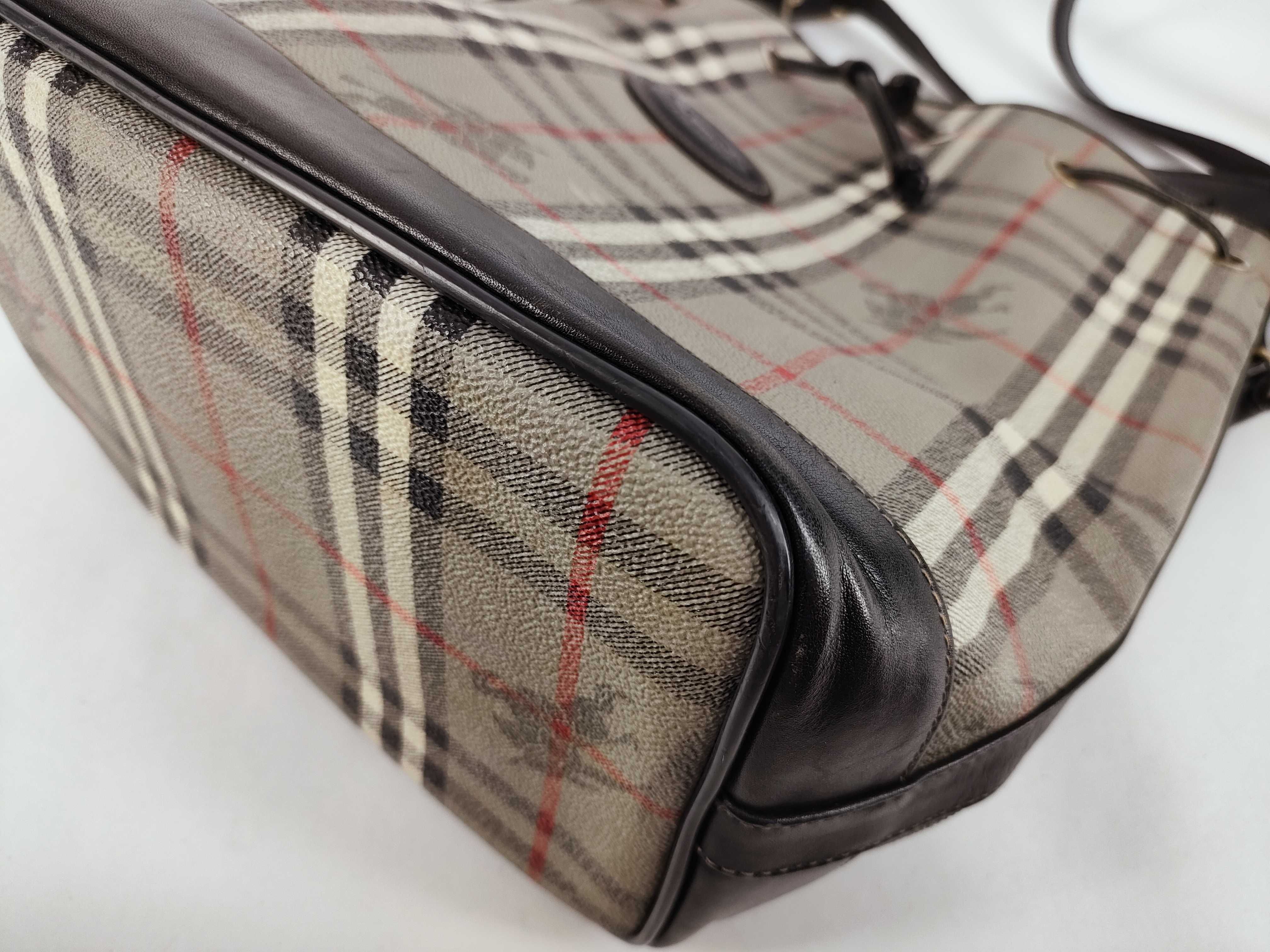 Check Pattern Horse Logo Drawstring Shoulder Bag — view 6