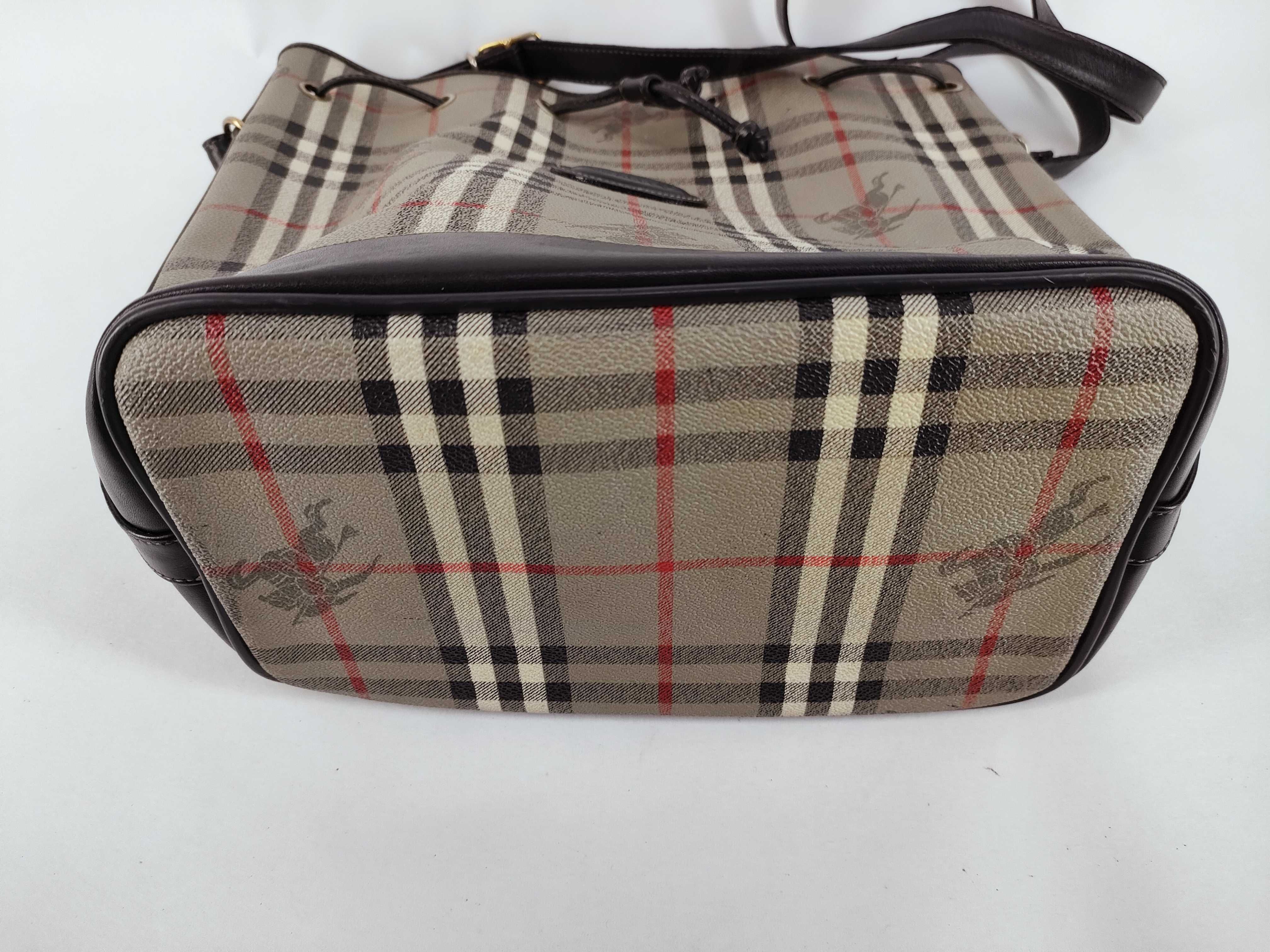 Check Pattern Horse Logo Drawstring Shoulder Bag — view 7