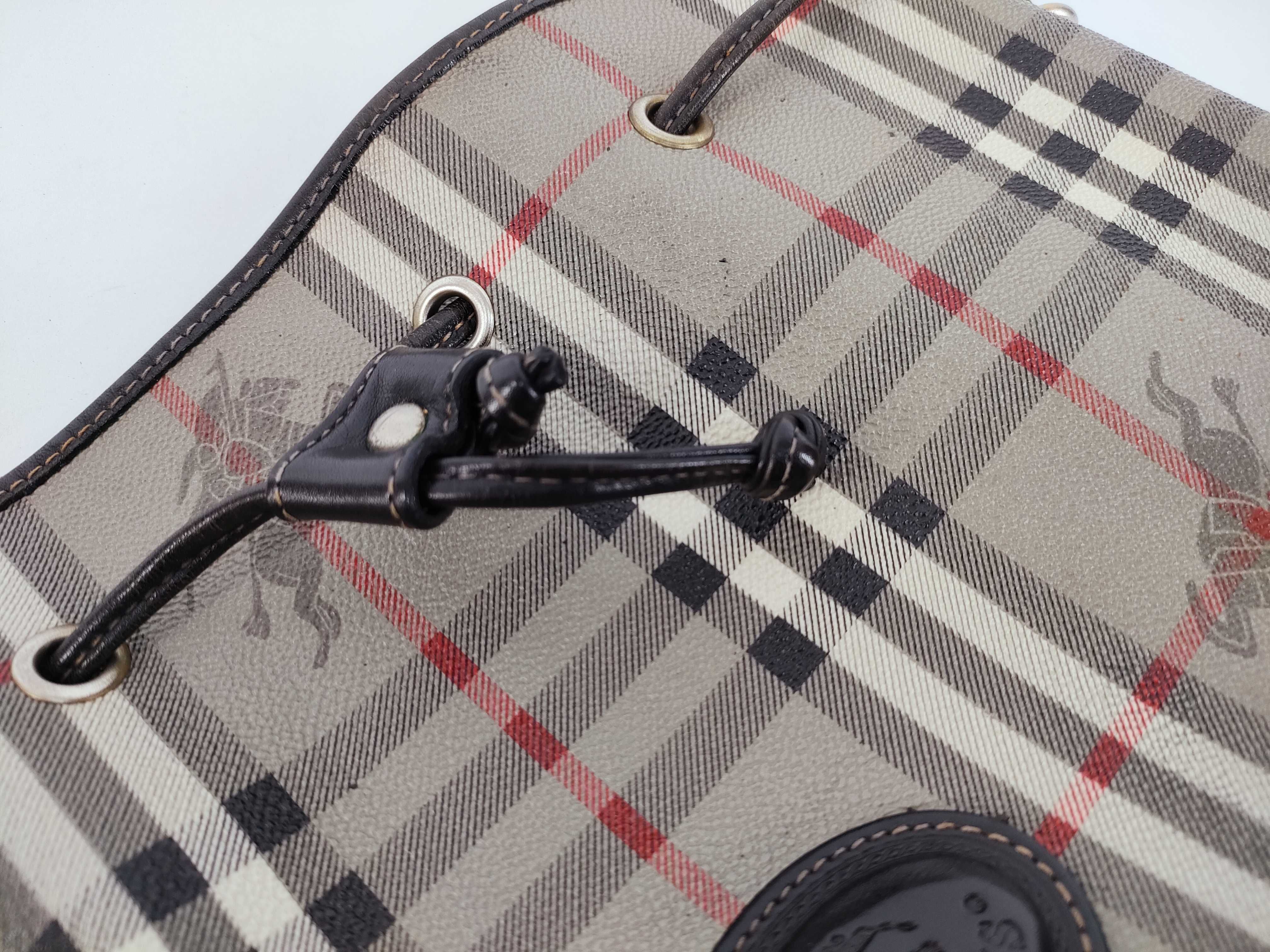 Check Pattern Horse Logo Drawstring Shoulder Bag — view 8