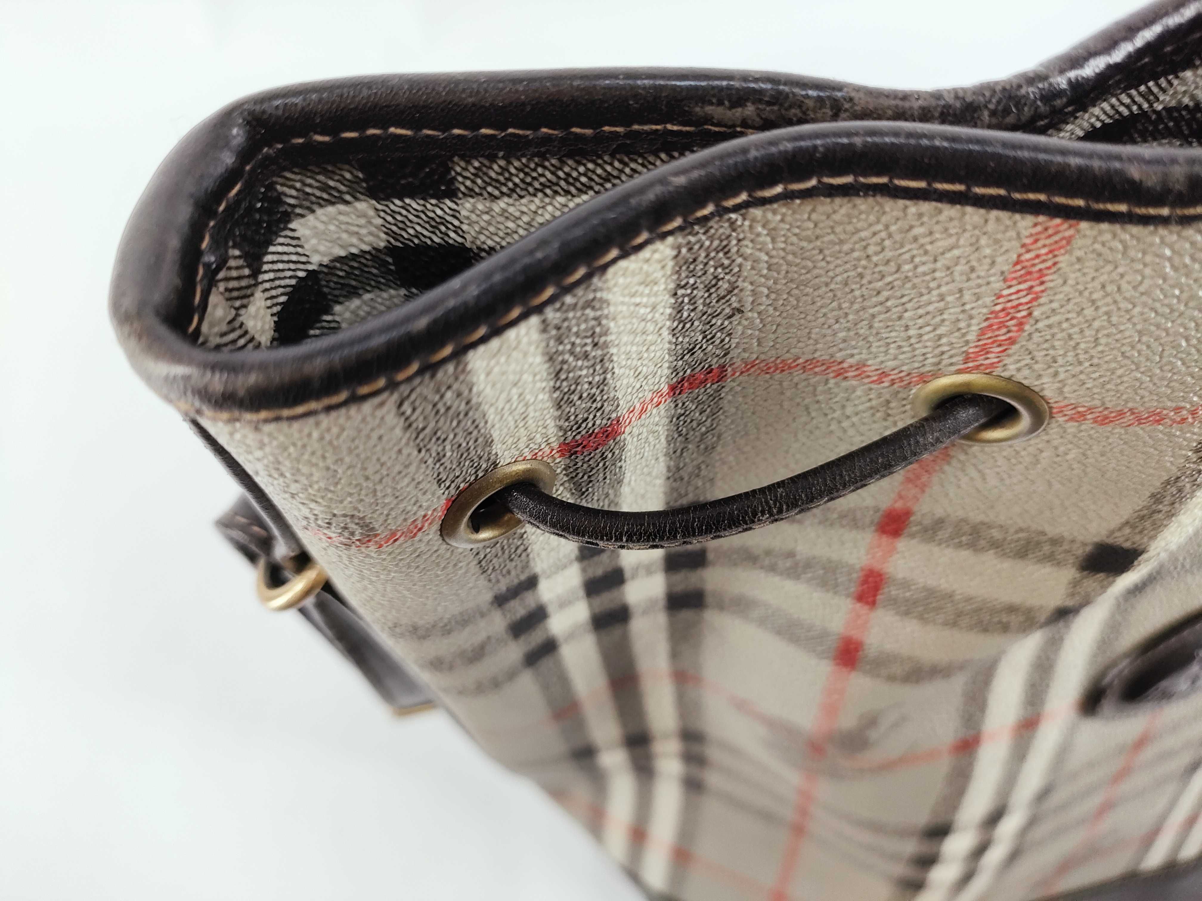 Check Pattern Horse Logo Drawstring Shoulder Bag — view 9