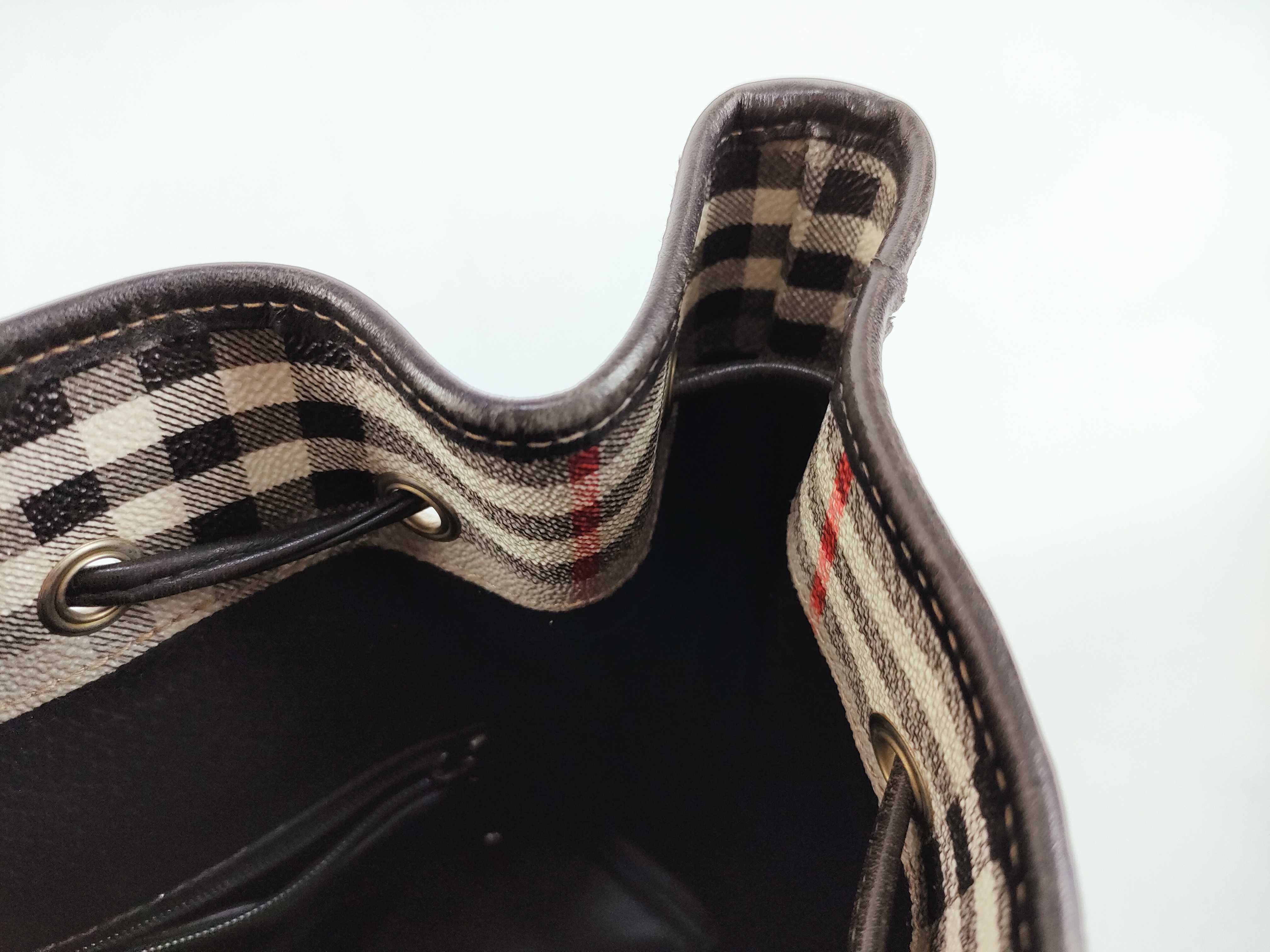 Check Pattern Horse Logo Drawstring Shoulder Bag — view 10