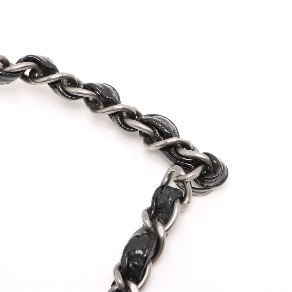 Matelasse patent leather single flap double chain bag black silver hardware 12184339 12th series — view 15