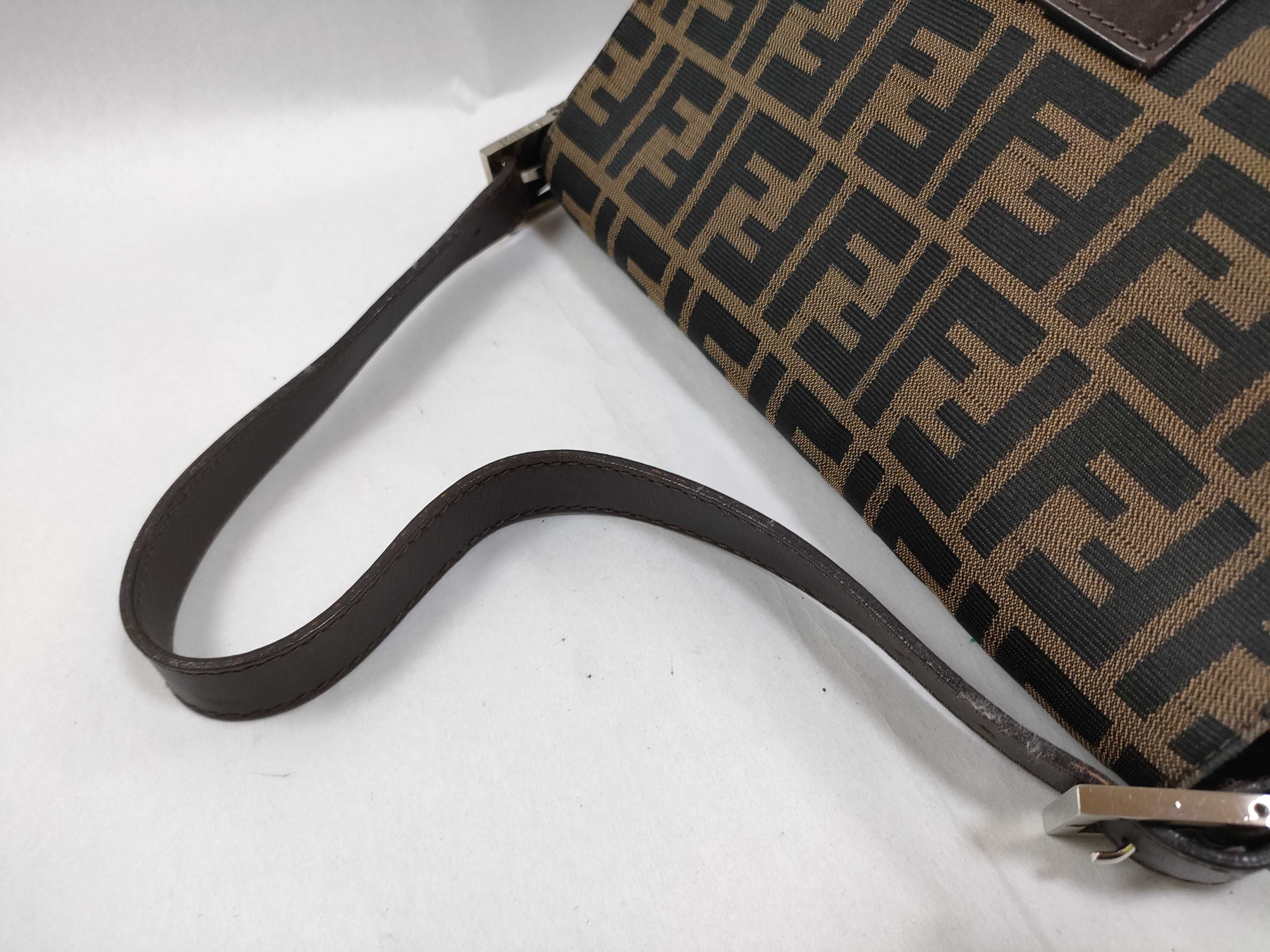 26325 Canvas/Leather Mamma Bucket Zucca One-Shoulder Bag, Dark Brown — view 3