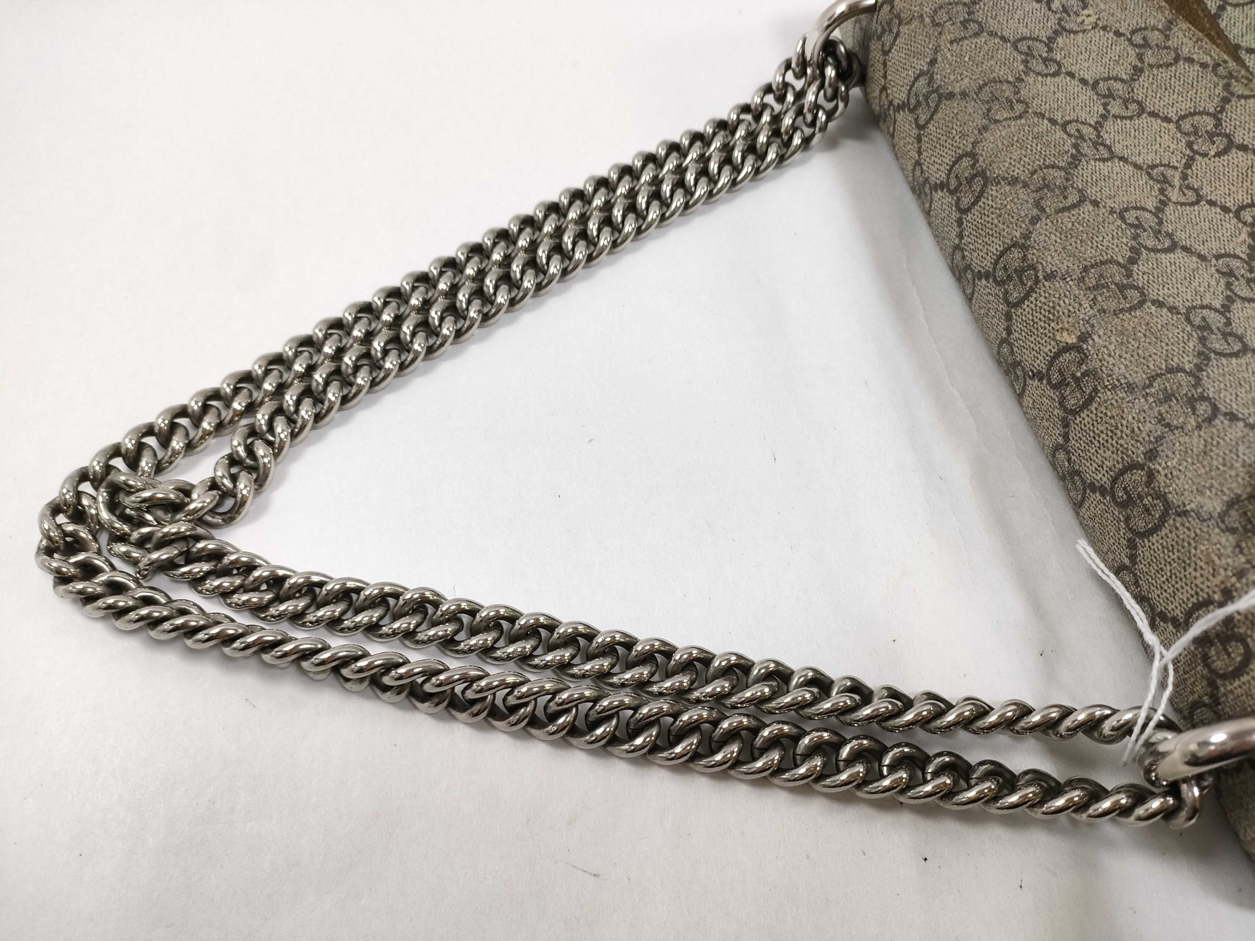 GG Supreme FR- GG Supreme Dionysus PVC & Leather Chain Shoulder Bag Beige 400249 Shoulder Bag — view 3