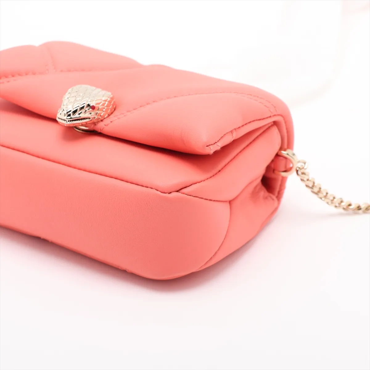Serpenti Cabochon Leather Shoulder Bag Orange — view 3
