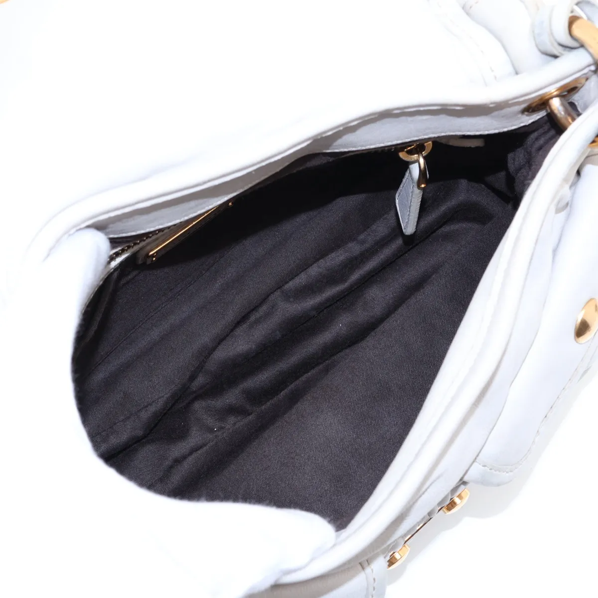 Matelassé Leather 2-Way Shoulder Bag, Gray — view 8