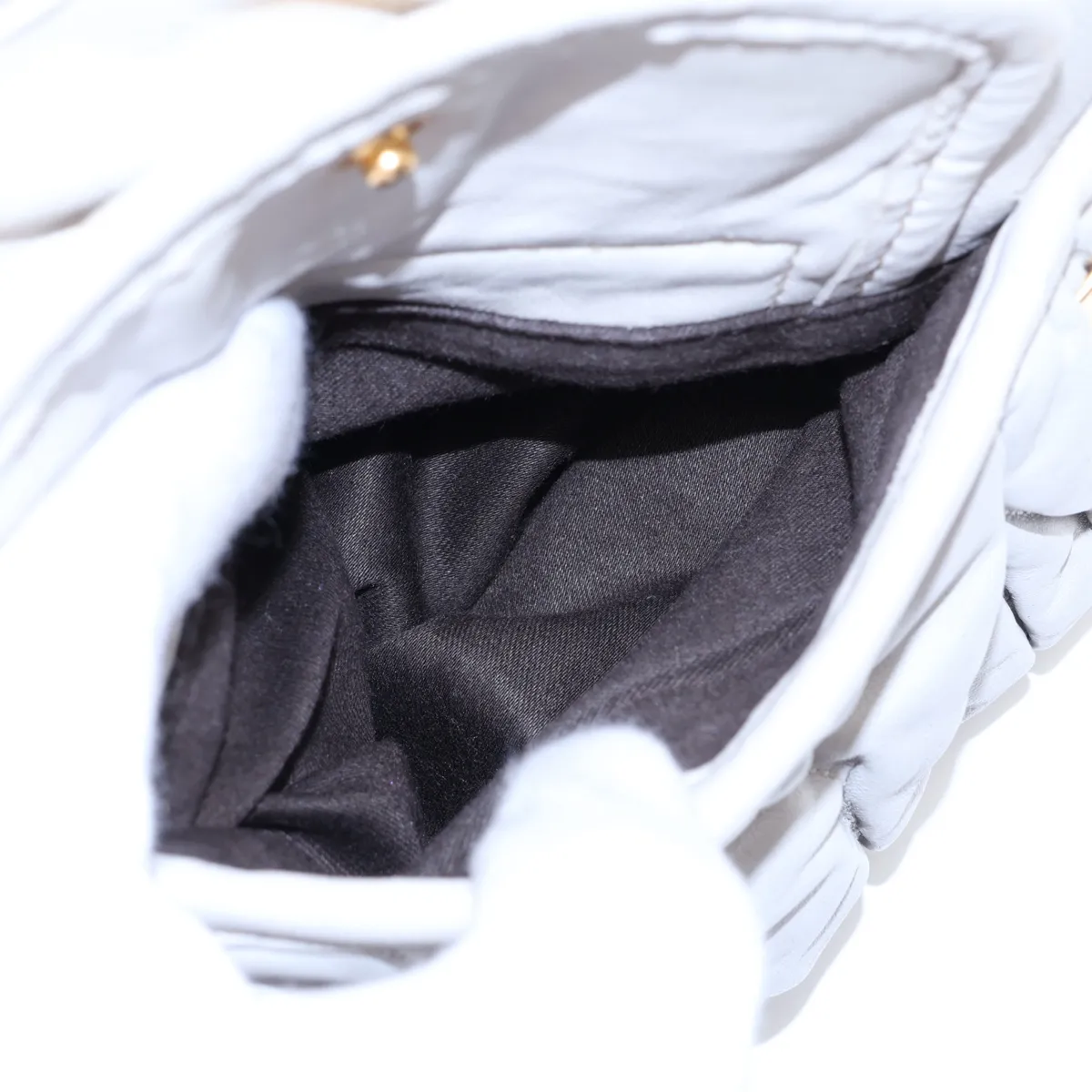 Matelassé Leather 2-Way Shoulder Bag, Gray — view 10