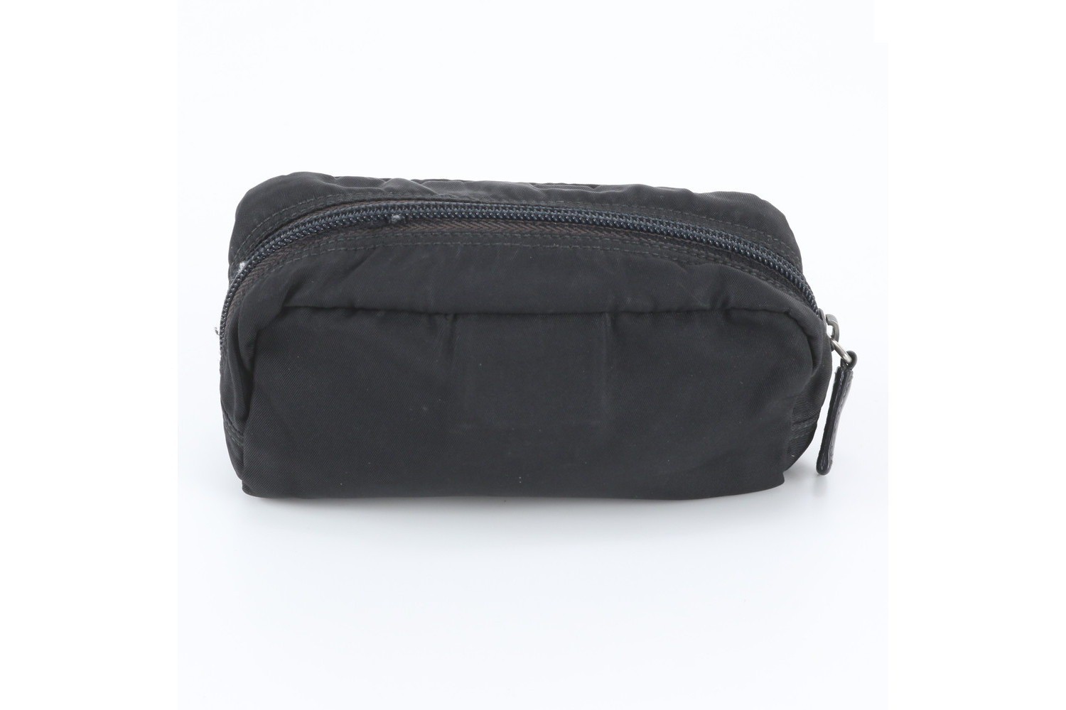 Tessuto Nylon Triangle Logo Leather Pouch — view 2