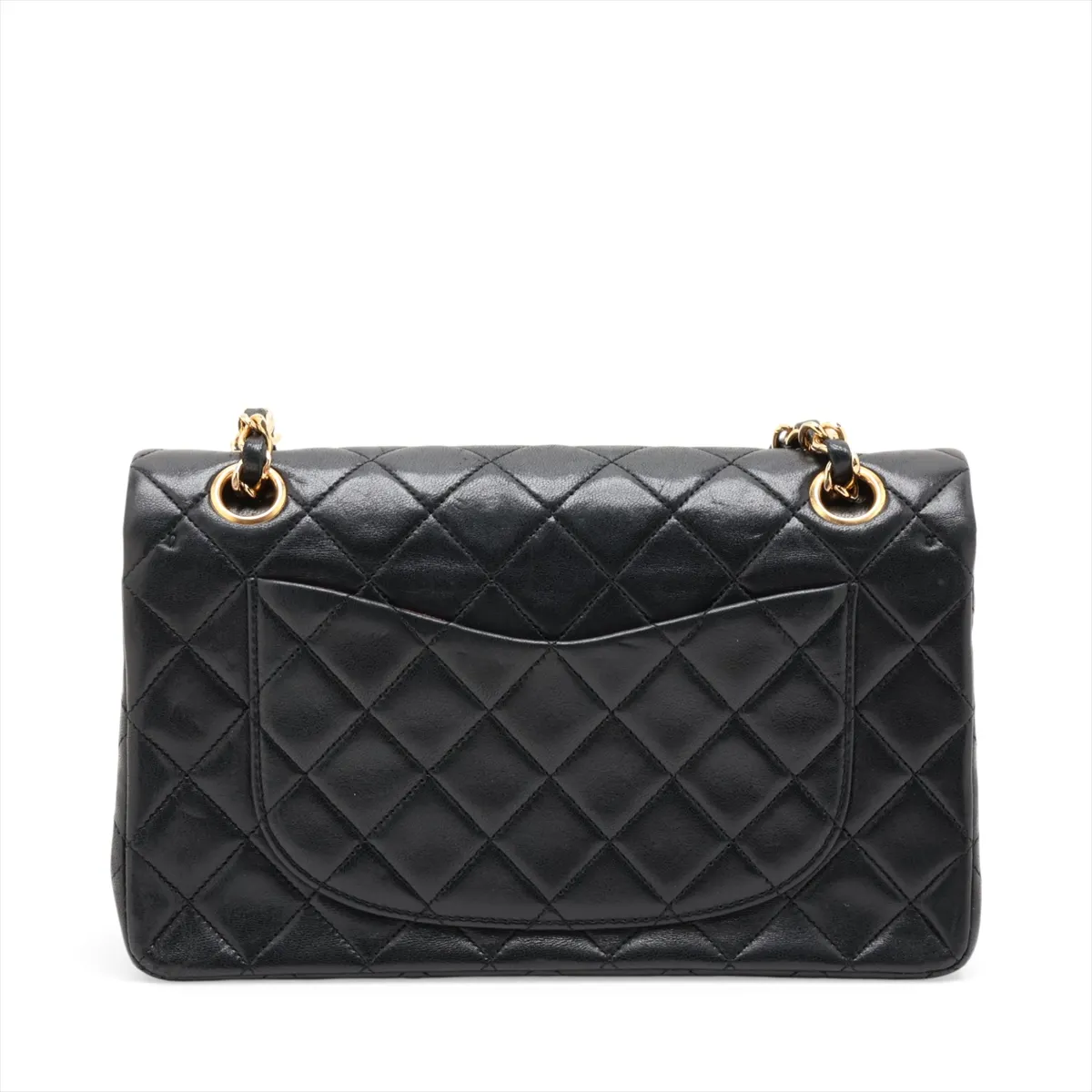 Matelassé 23 Small Lambskin Double Flap Double Chain Bag, Black with Gold Hardware, 1305554, Series 1, A01113 — view 2