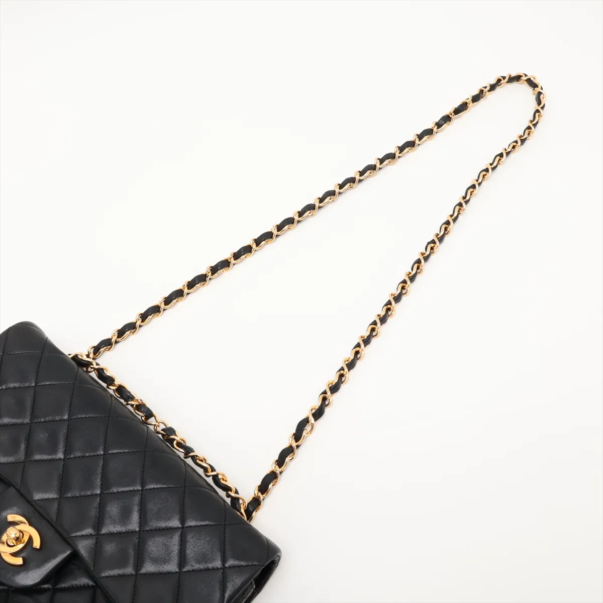 Matelassé 23 Small Lambskin Double Flap Double Chain Bag, Black with Gold Hardware, 1305554, Series 1, A01113 — view 5