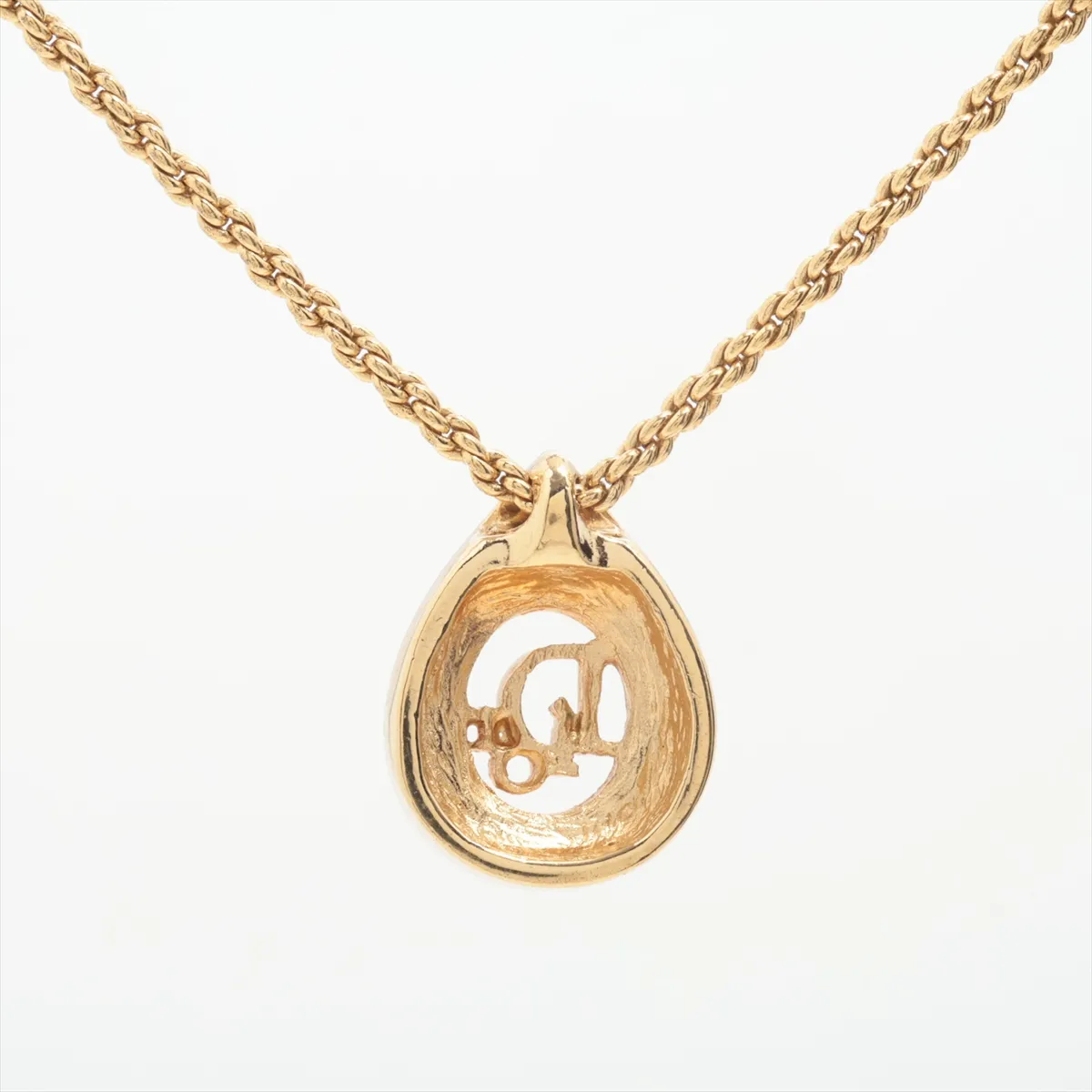 logo necklace, GP x rhinestone, gold, dents, — view 2