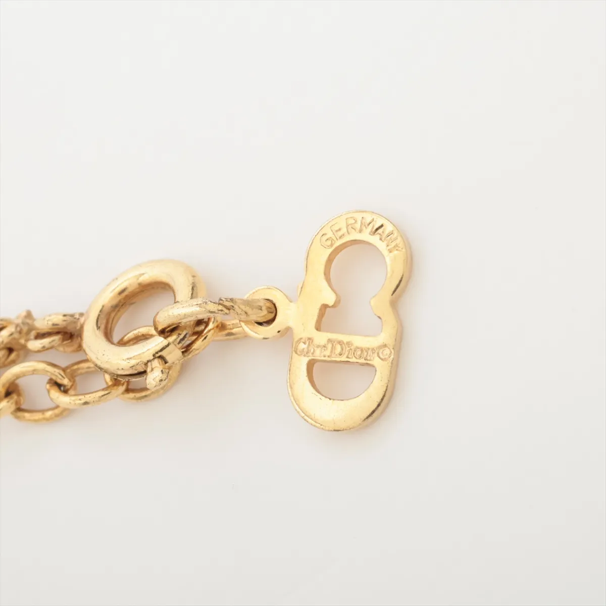 logo necklace, GP x rhinestone, gold, dents, — view 4