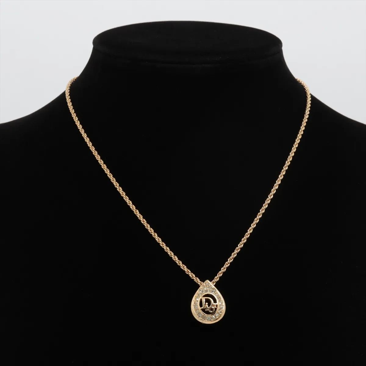 logo necklace, GP x rhinestone, gold, dents, — view 5