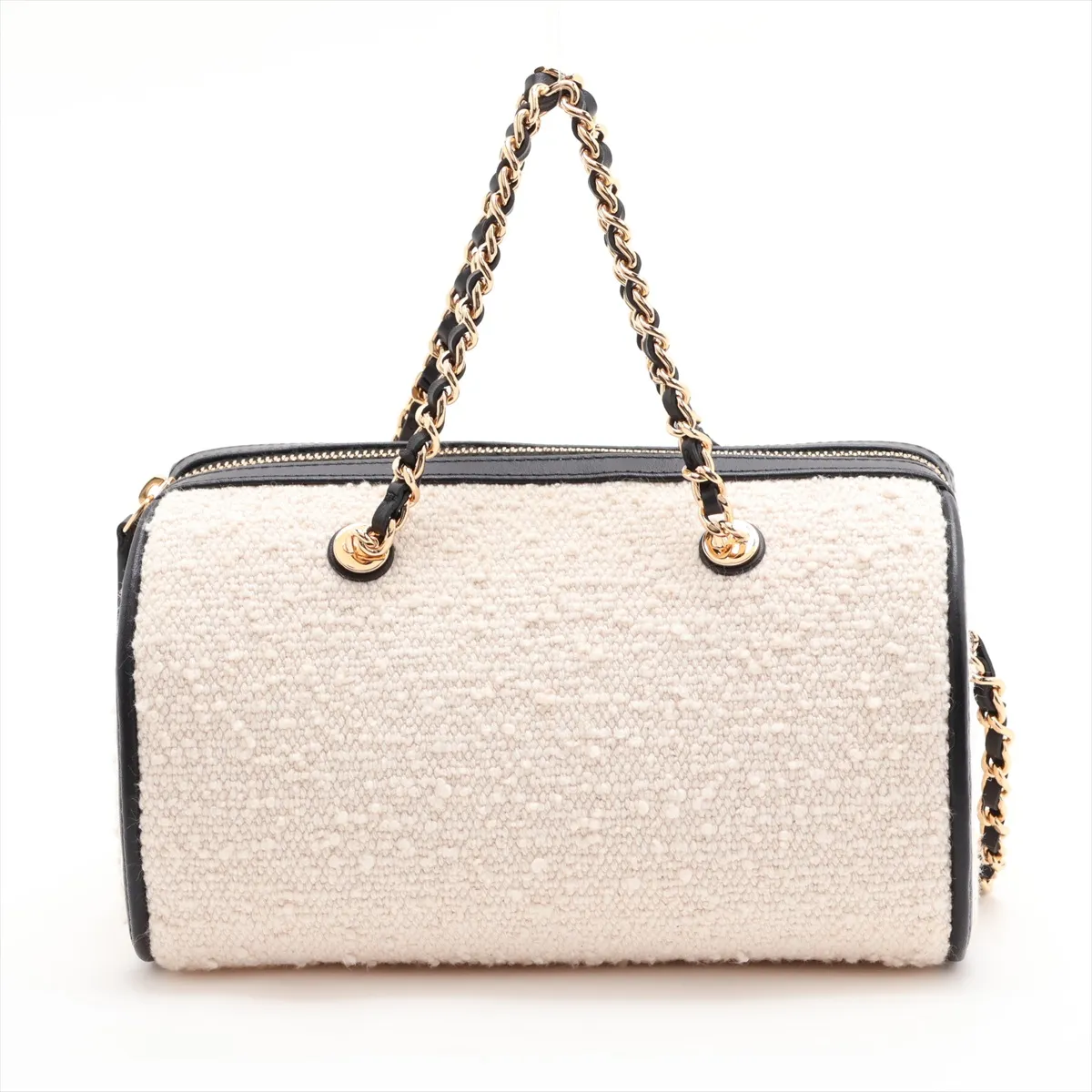 [Individually packaged] Chanel Coco Beach Tweed x Leather Chain Handbag, Beige x Black, Gold Hardware, N82NLLUA, Random Serial Number — view 2